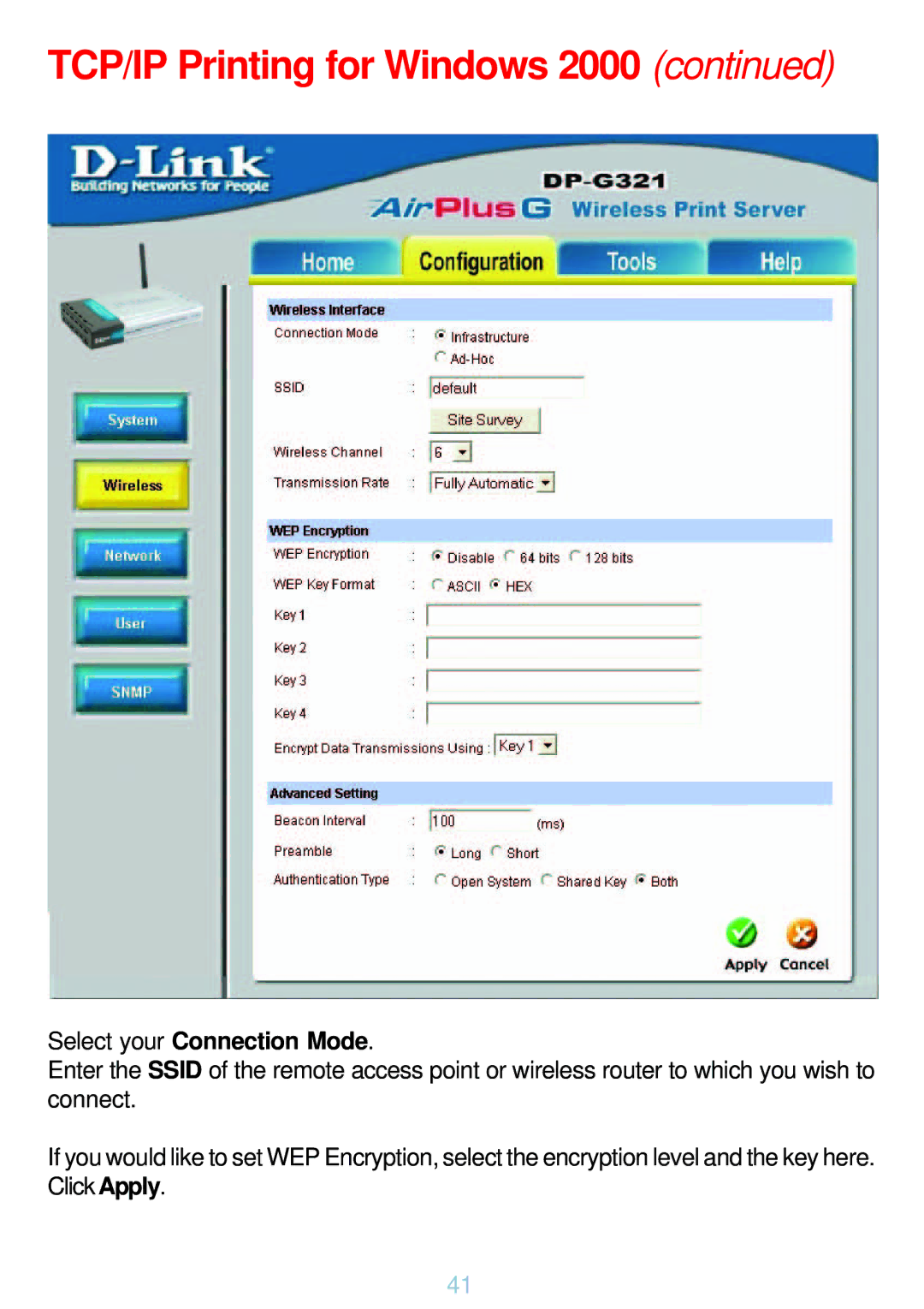 D-Link DP-G321 manual Select your Connection Mode 