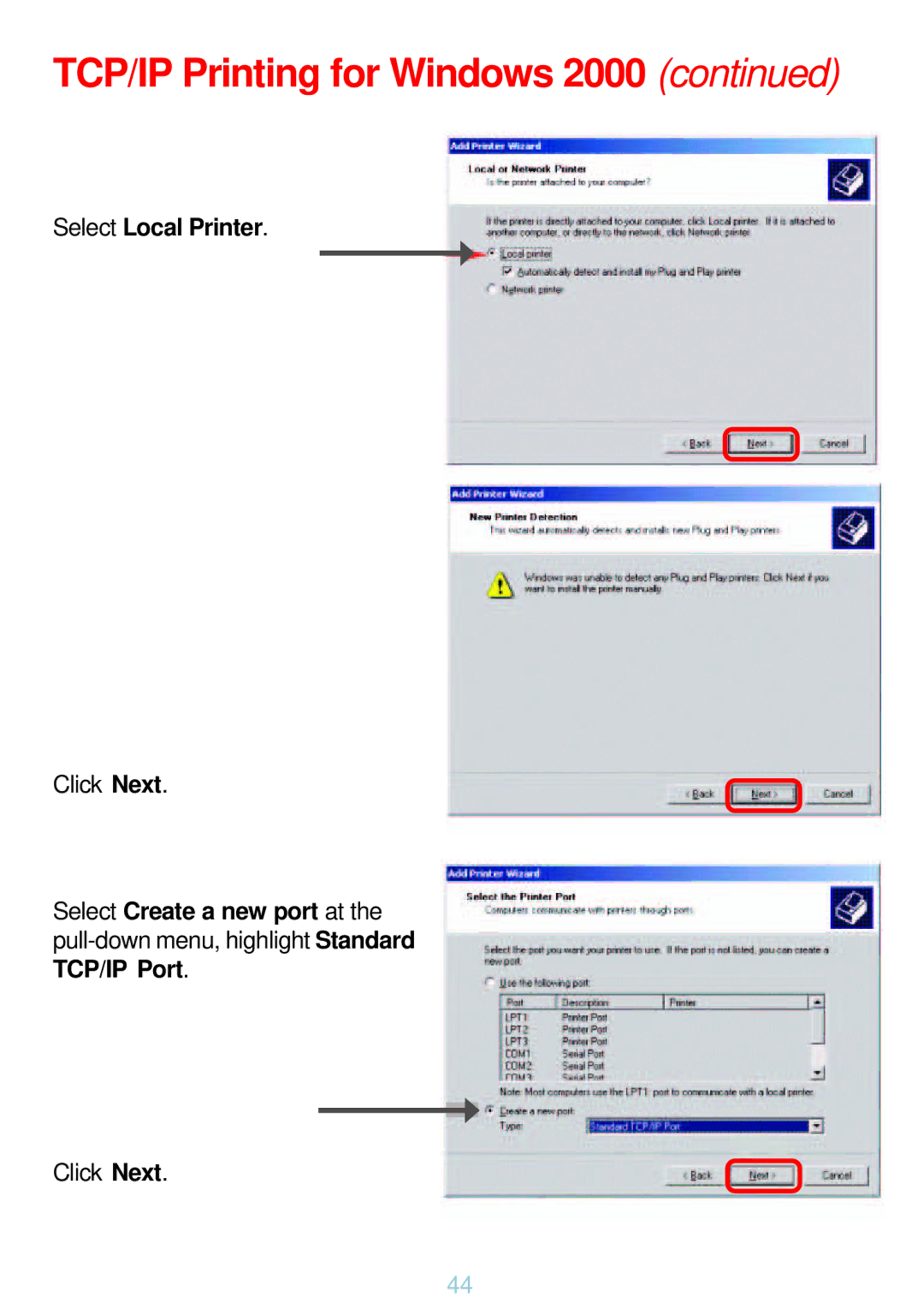 D-Link DP-G321 manual Select Local Printer 