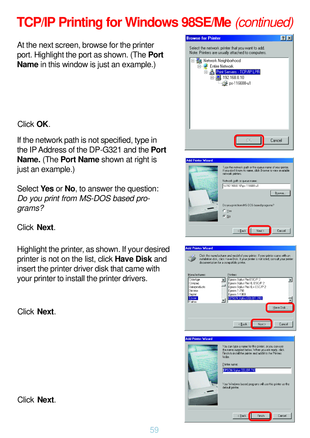 D-Link DP-G321 manual Click Next 