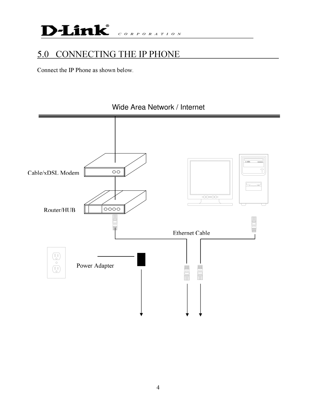 D-Link DPH-140S manual Connecting the IP Phone 