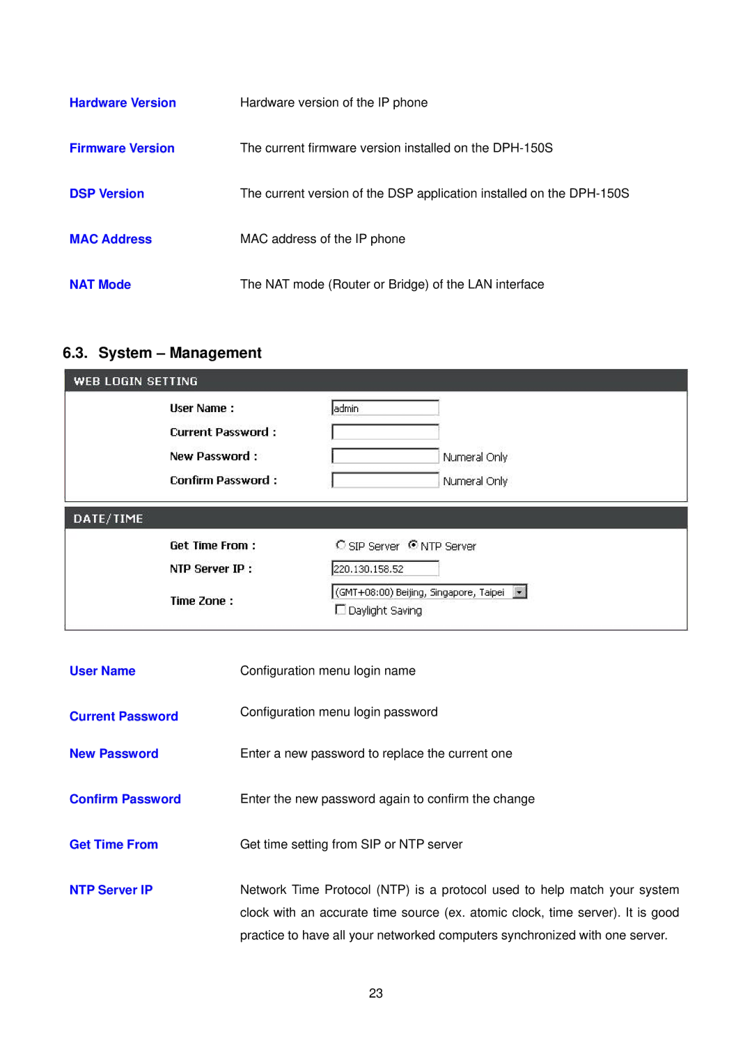 D-Link DPH-150S user manual System Management 