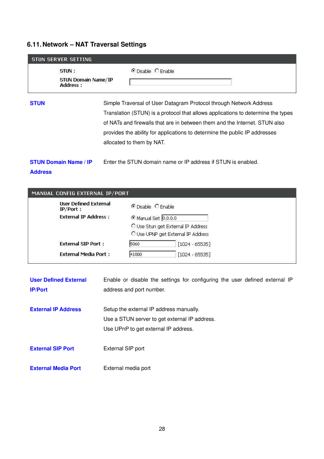 D-Link DPH-150S user manual Network NAT Traversal Settings 