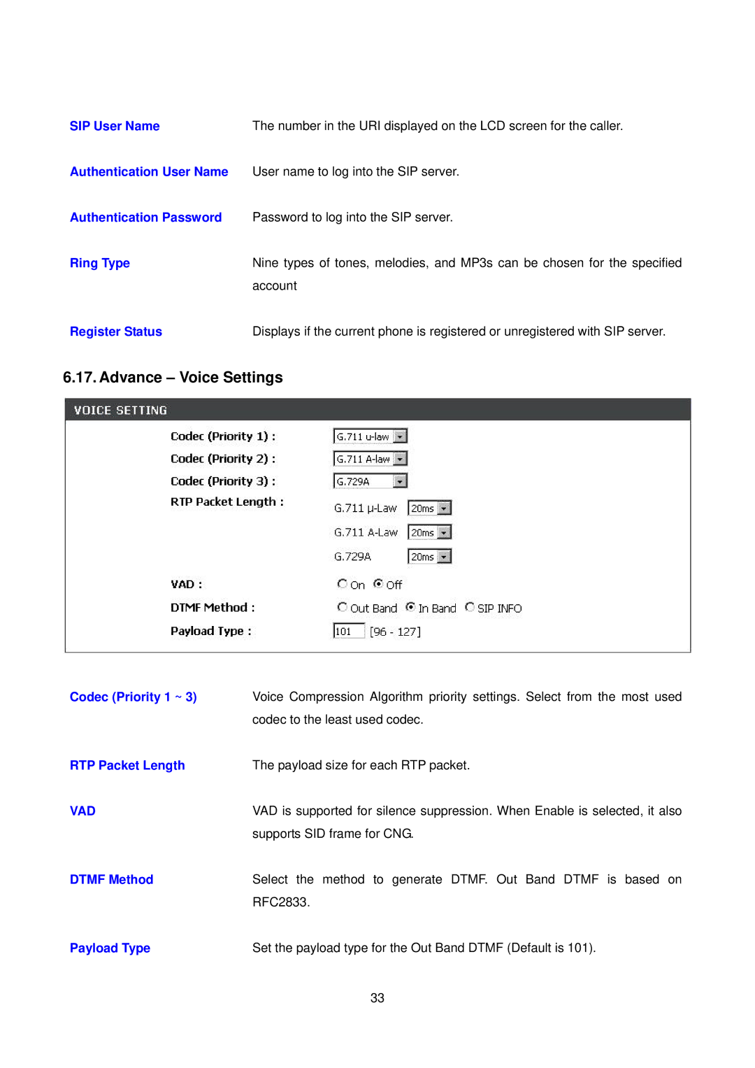 D-Link DPH-150S user manual Advance Voice Settings 