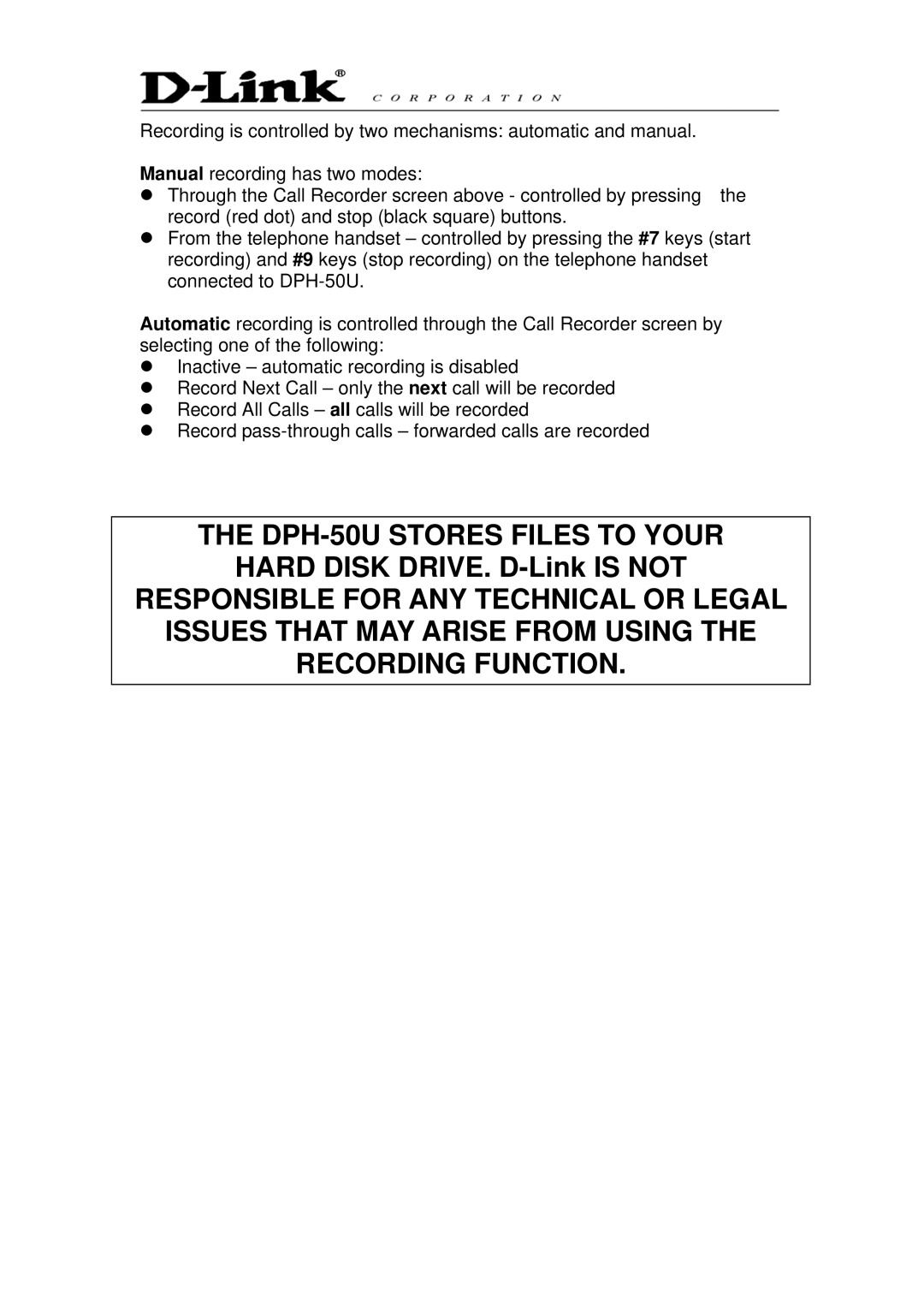 D-Link manual DPH-50U Stores Files to Your 