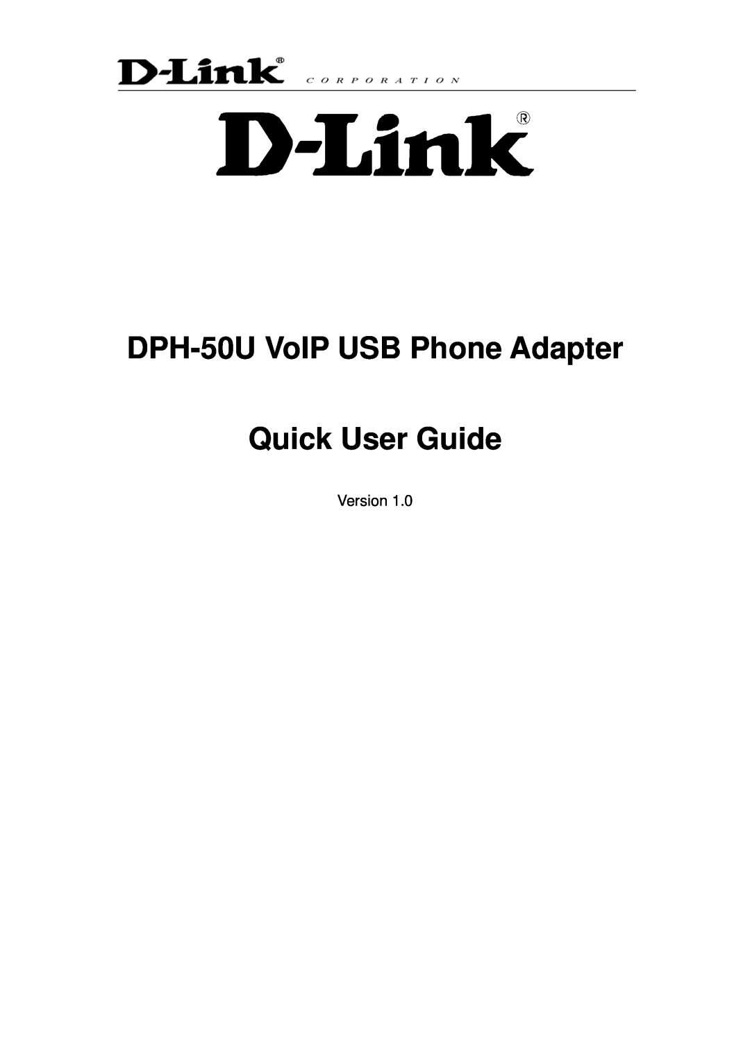D-Link manual Version, DPH-50U VoIP USB Phone Adapter, Quick User Guide 