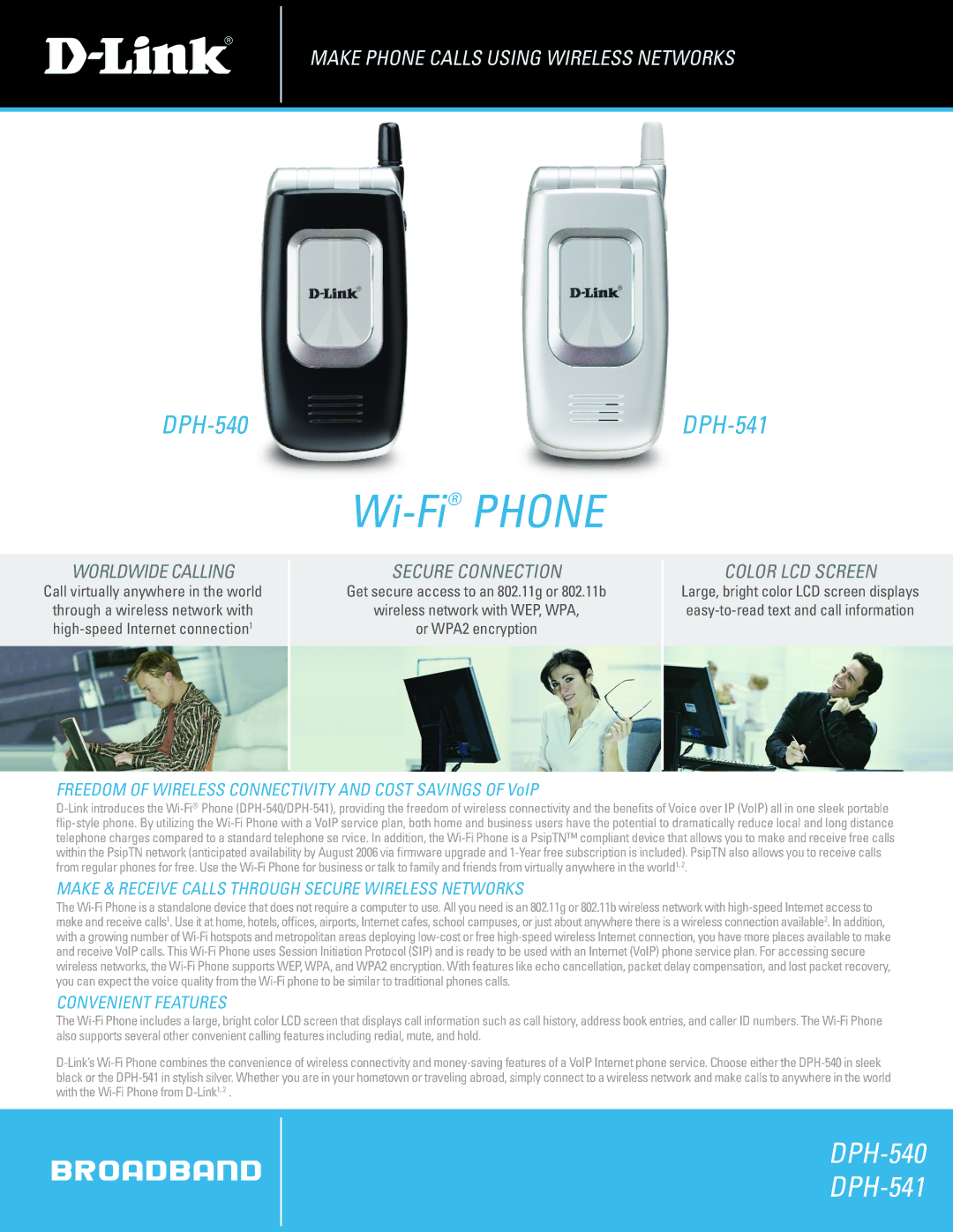 D-Link DPH-541, DPH-540 manual Make & Receive Calls Through Secure Wireless Networks, Convenient Features 