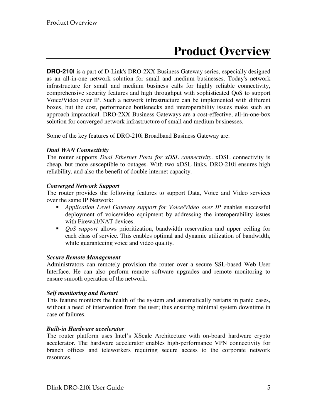 D-Link manual Product Overview, Dlink DRO-210i User Guide 