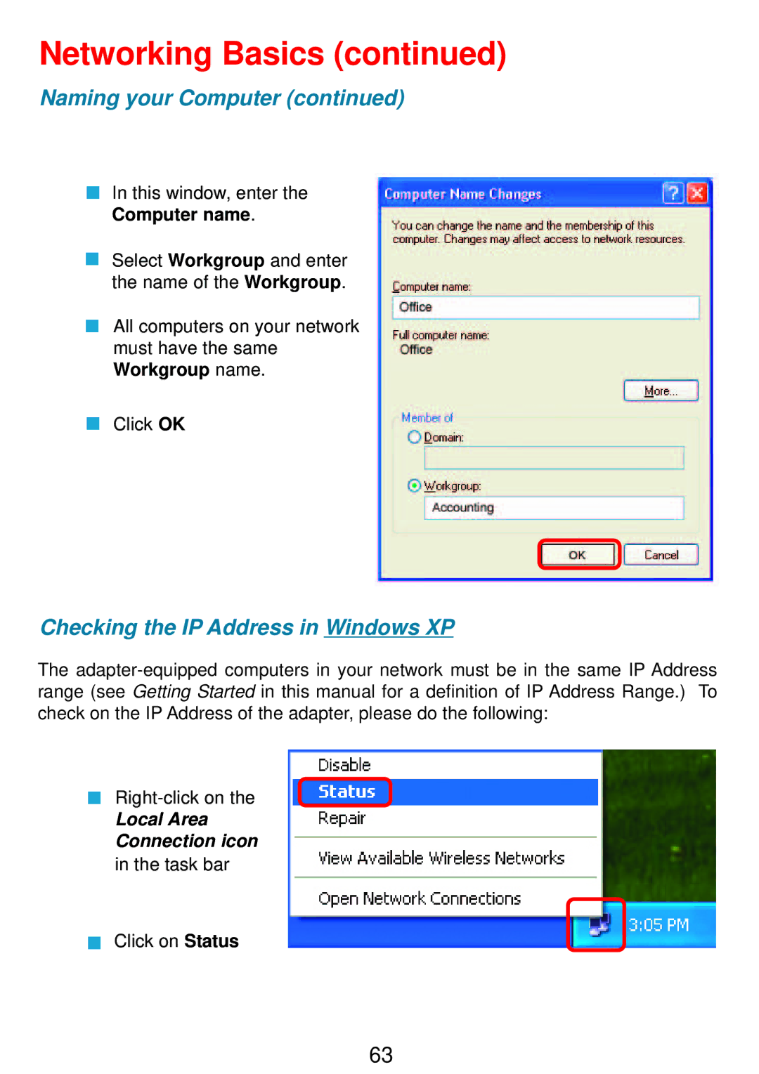 D-Link DSA-3100 manual Checking the IP Address in Windows XP 