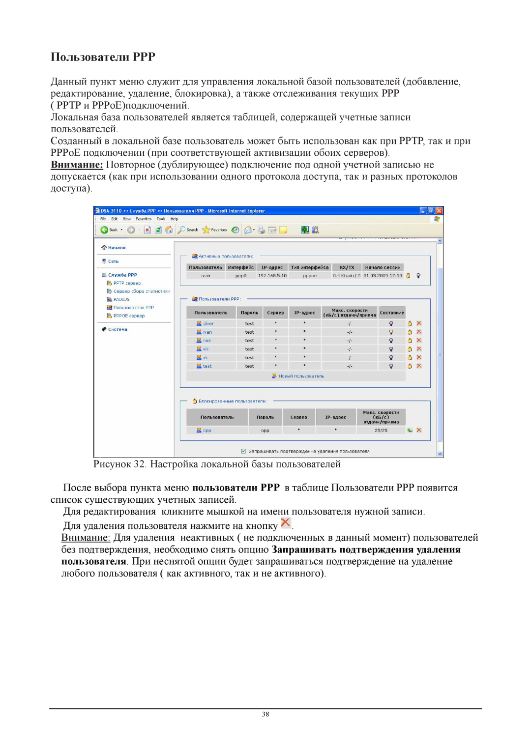 D-Link DSA-3110 manual Пользователи PPP 