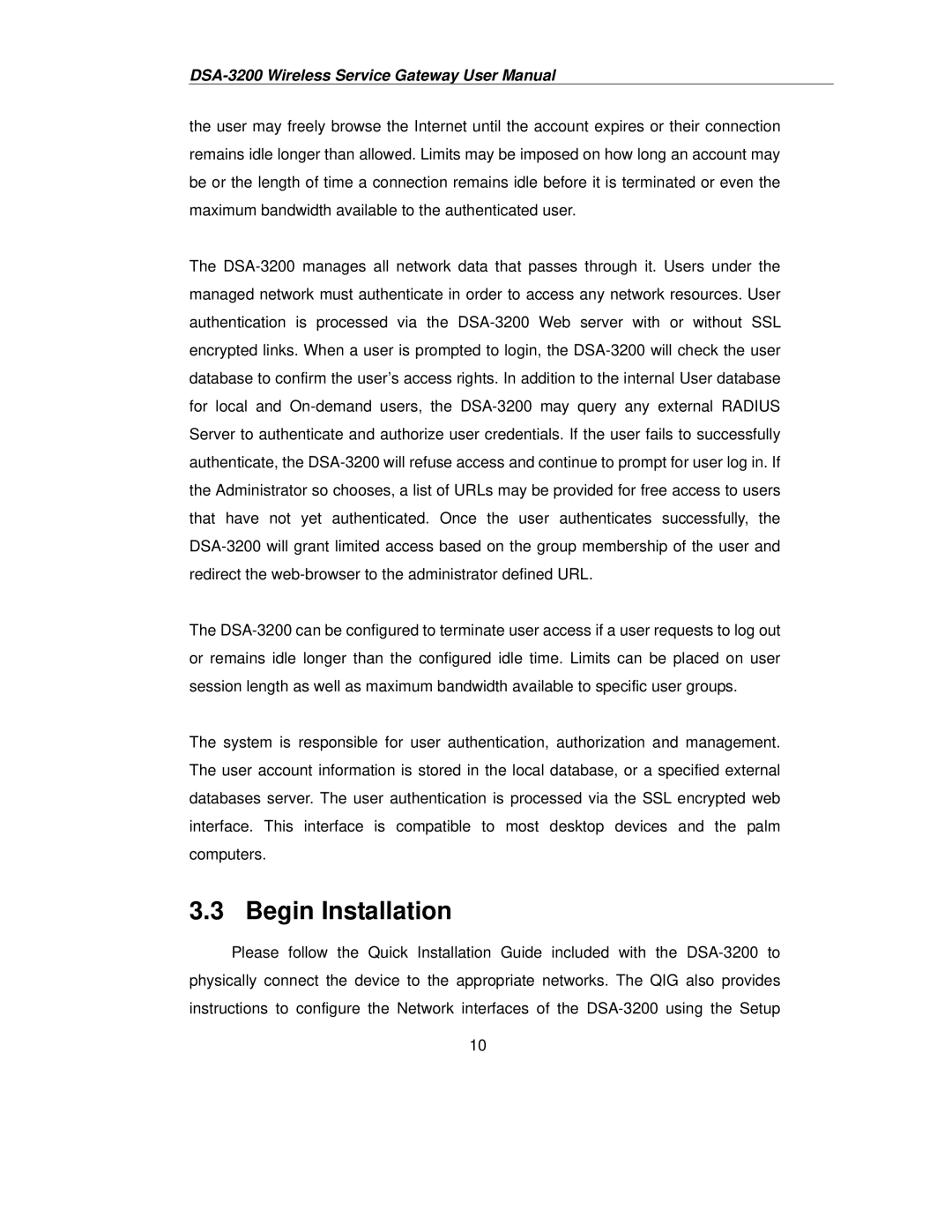 D-Link DSA-3200 user manual Begin Installation 