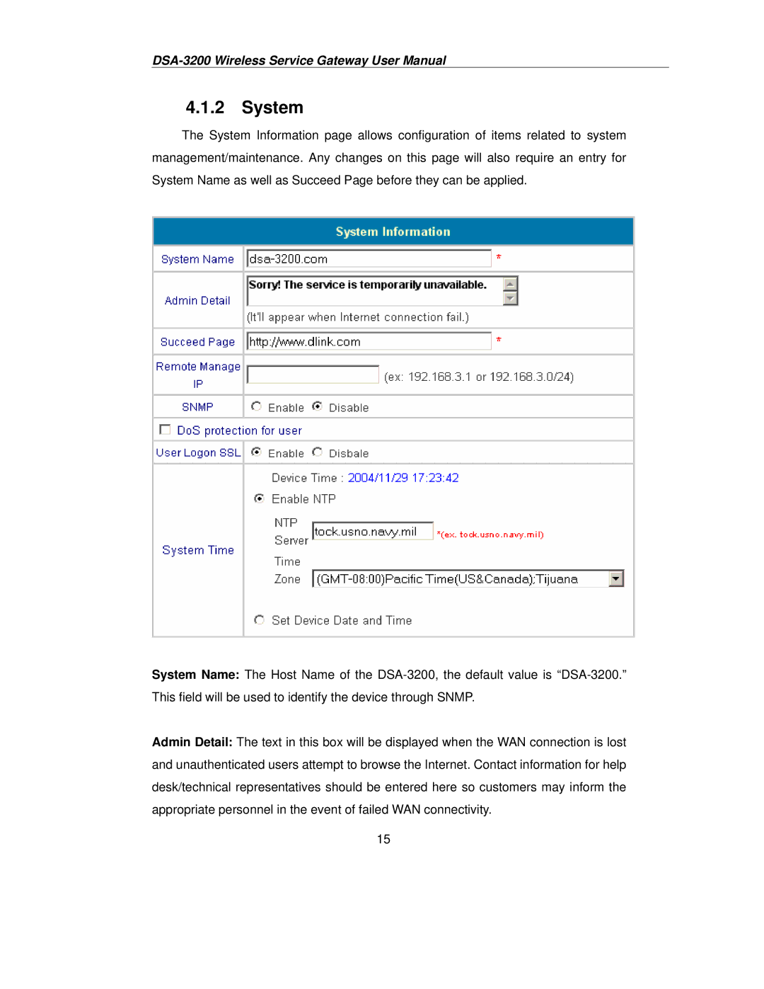 D-Link DSA-3200 user manual System 