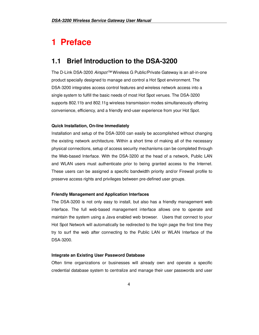 D-Link user manual Brief Introduction to the DSA-3200, Quick Installation, On-line Immediately 