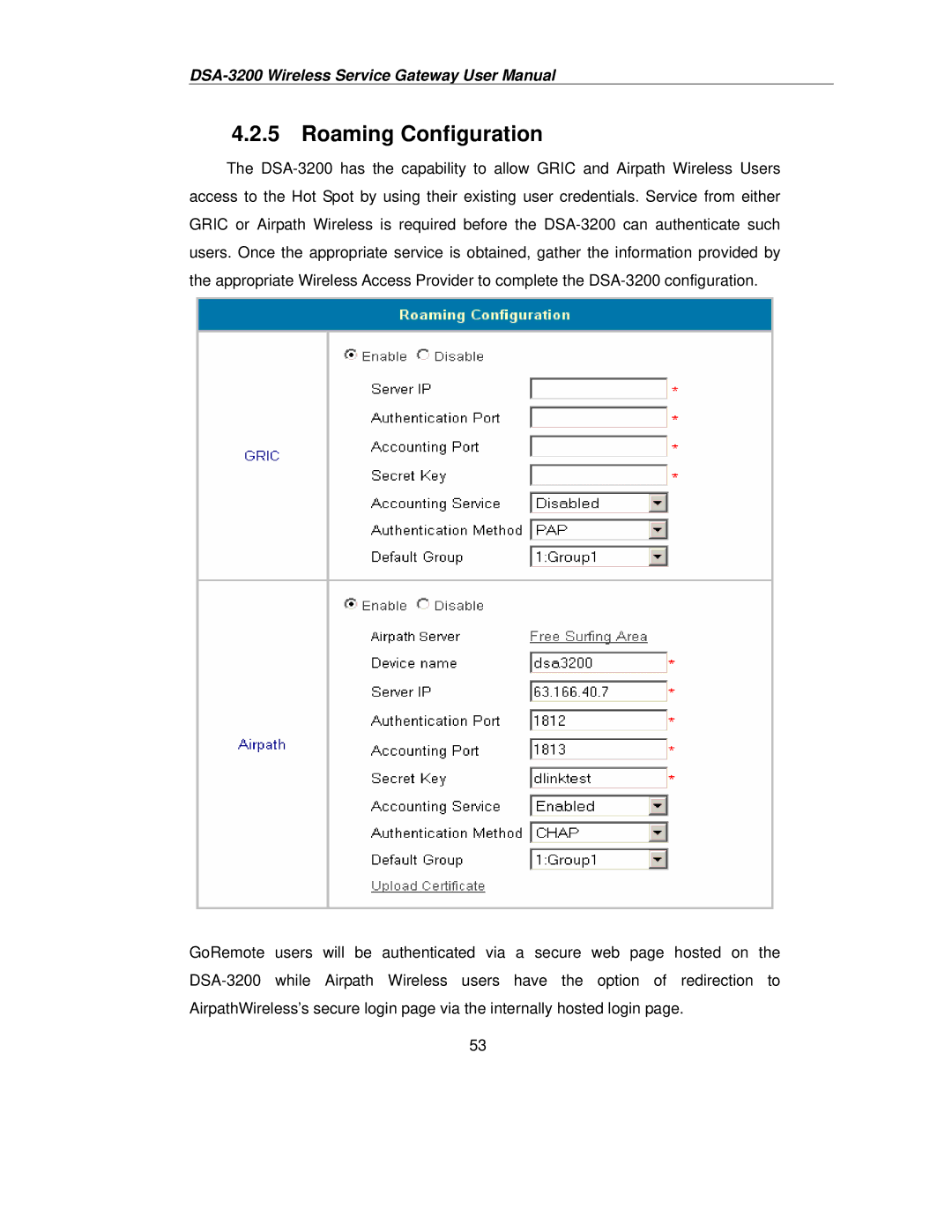 D-Link DSA-3200 user manual Roaming Configuration 