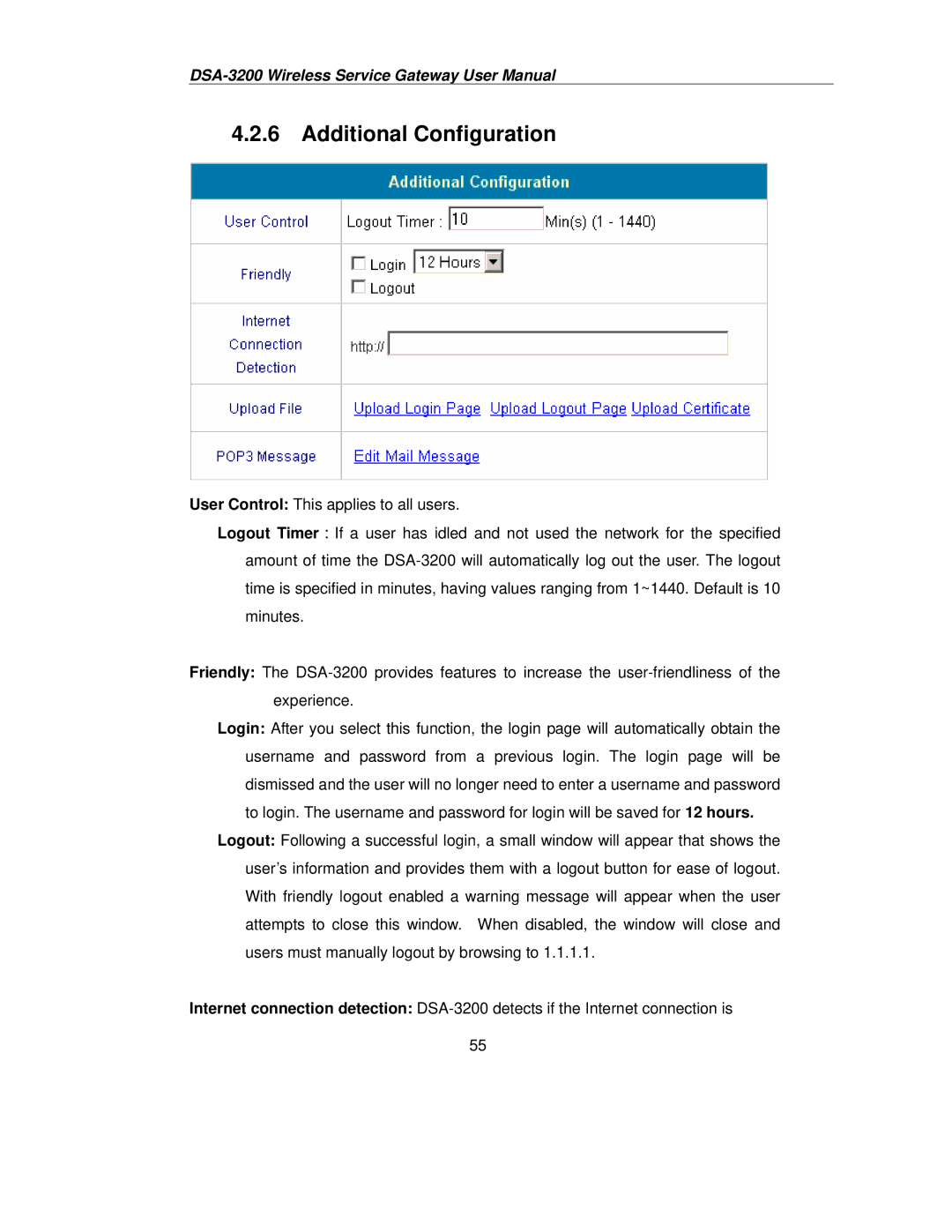 D-Link DSA-3200 user manual Additional Configuration 