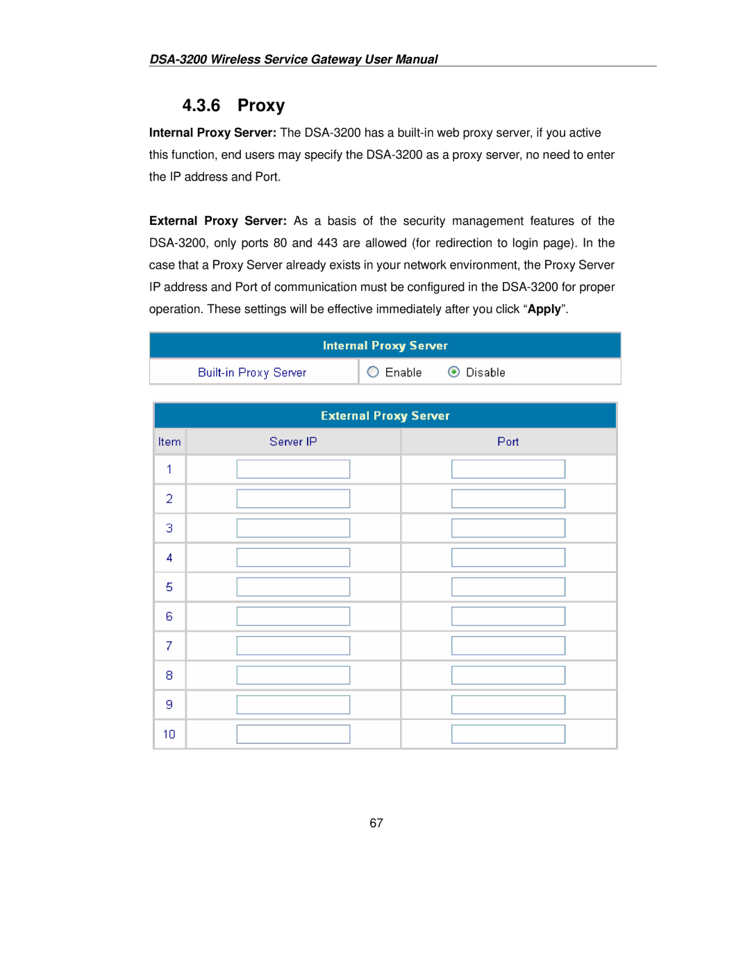 D-Link DSA-3200 user manual Proxy 