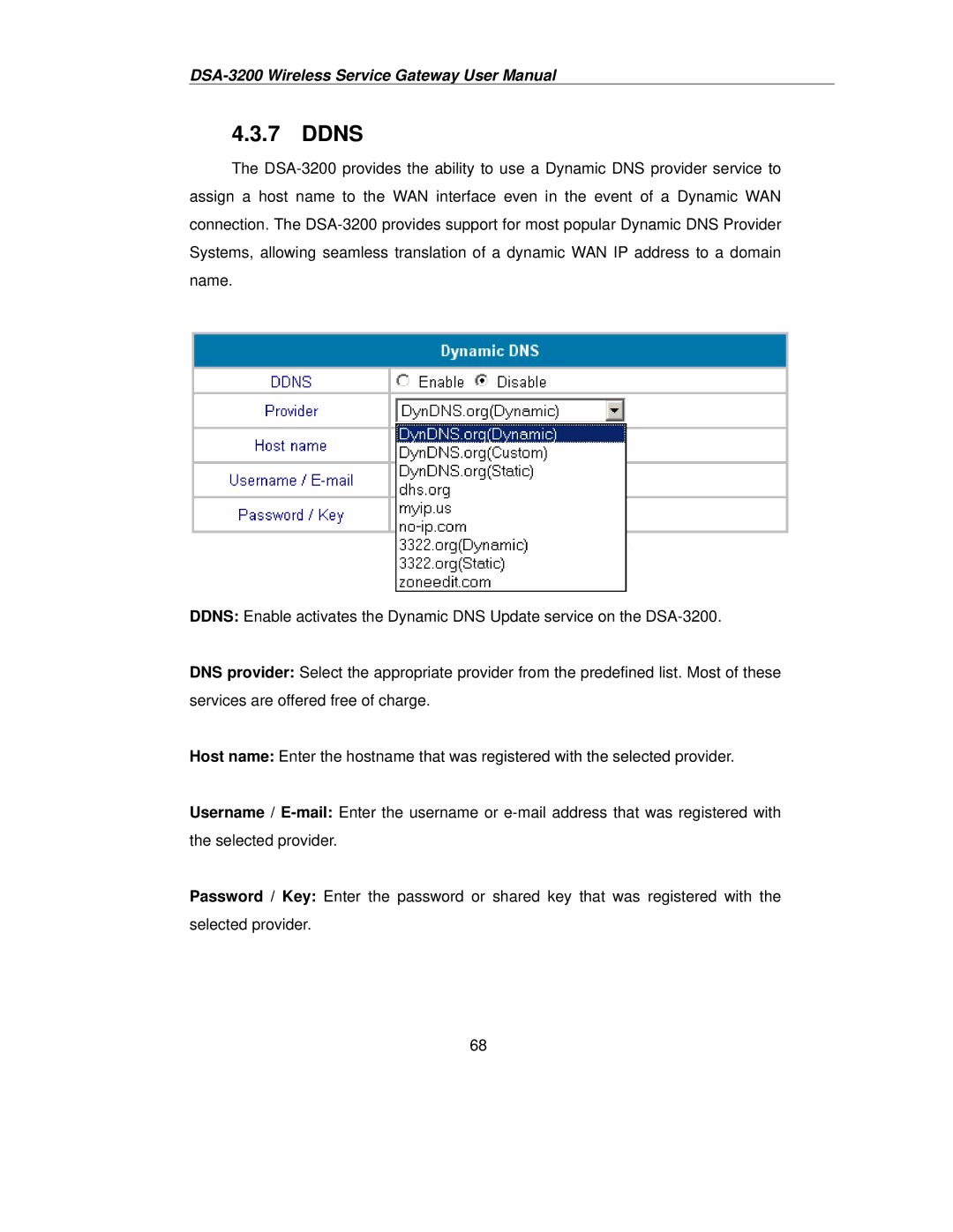 D-Link DSA-3200 user manual Ddns 