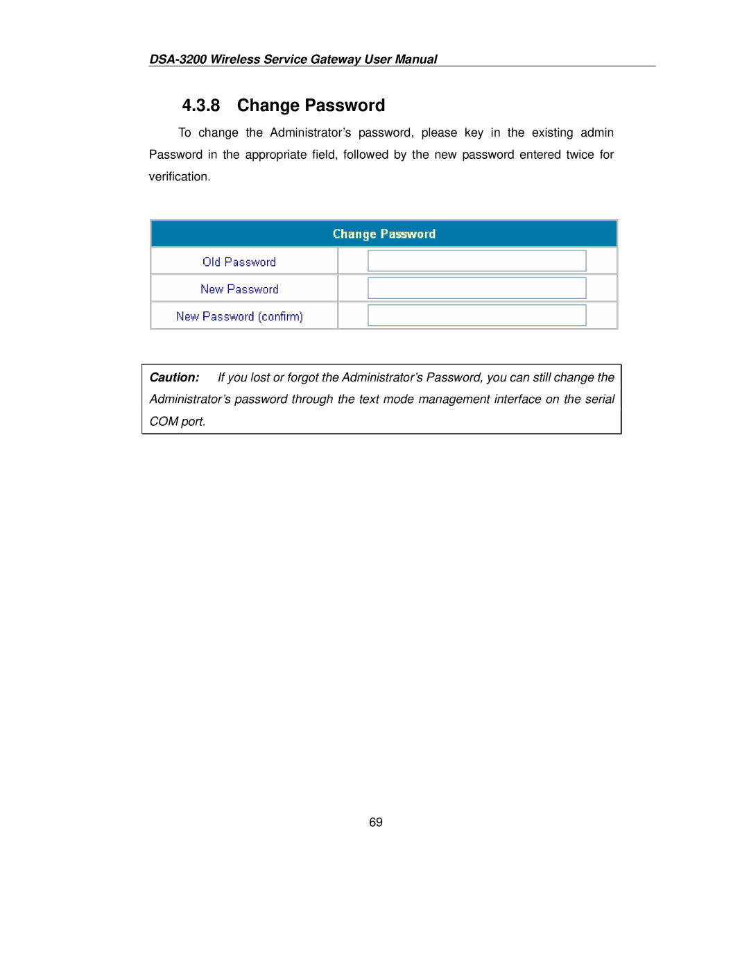 D-Link DSA-3200 user manual Change Password 