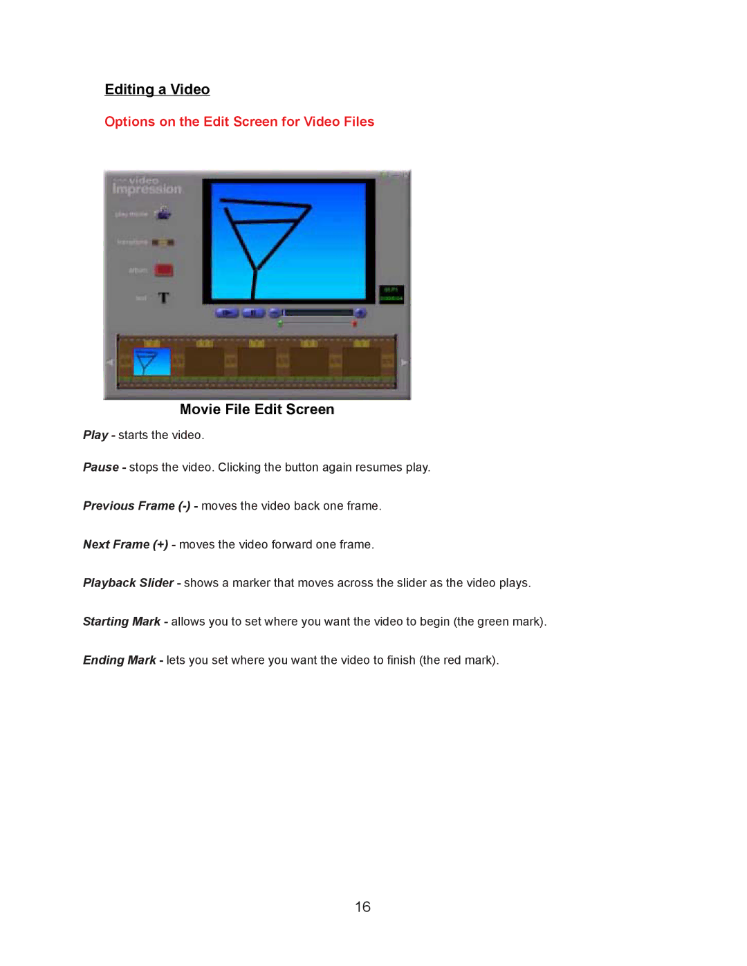 D-Link DSB-C110 manual Editing a Video, Movie File Edit Screen 