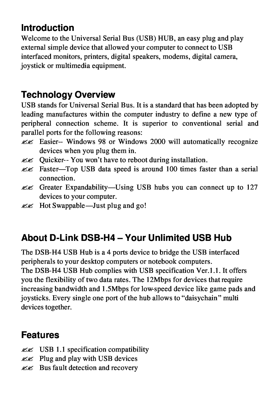 D-Link user manual Introduction, Technology Overview, About D-Link DSB-H4 - Your Unlimited USB Hub, Features 
