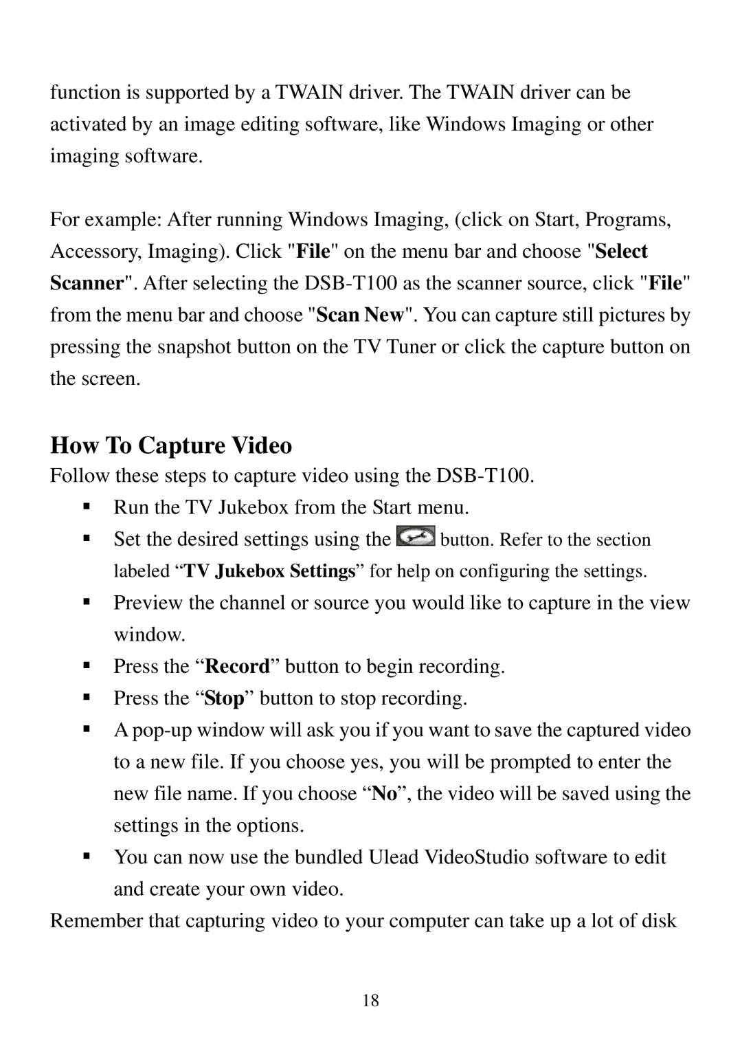 D-Link DSB-T100 user manual How To Capture Video 