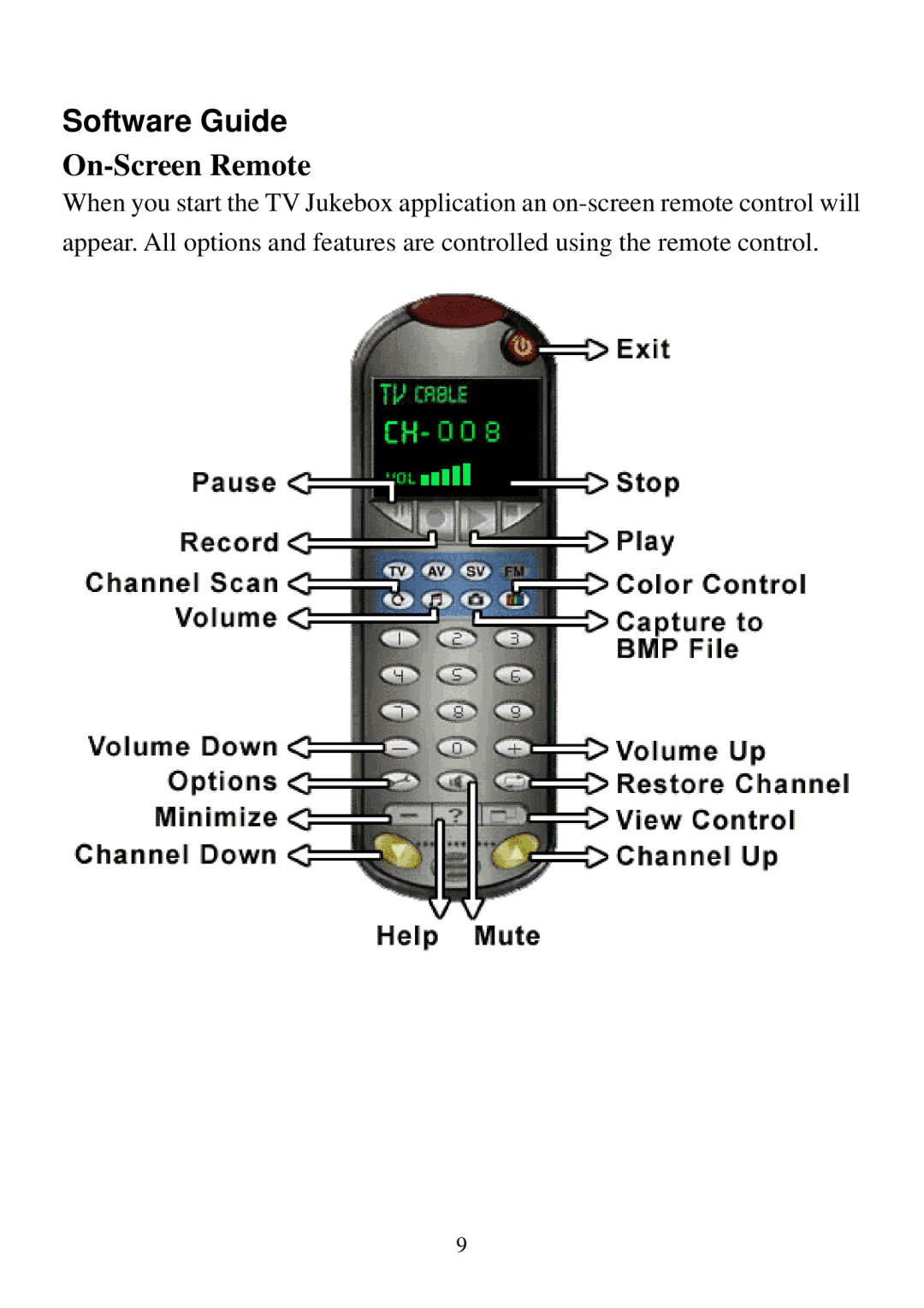 D-Link DSB-T100 user manual Software Guide, On-Screen Remote 