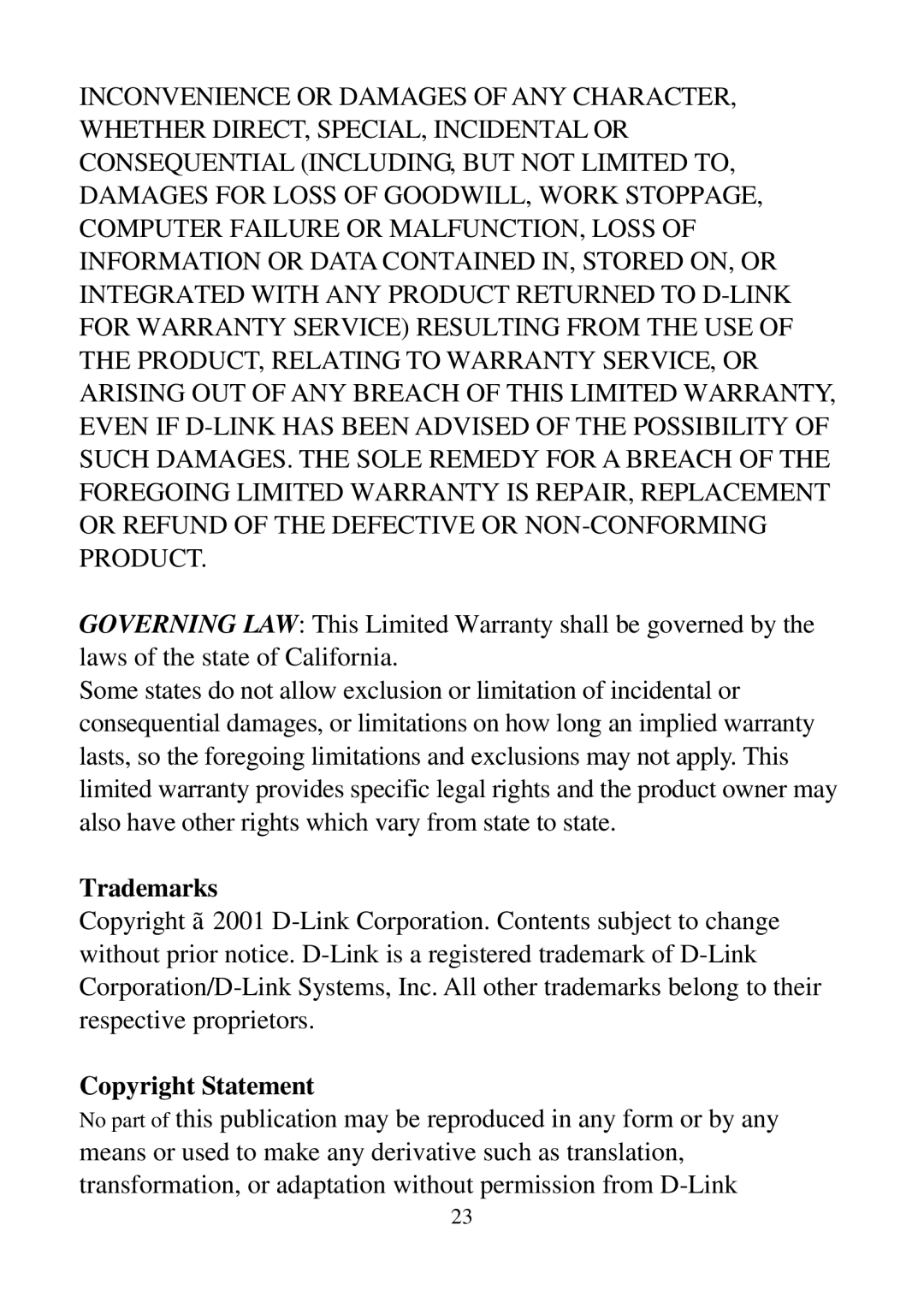 D-Link DSC-100 user manual Trademarks, Copyright Statement 