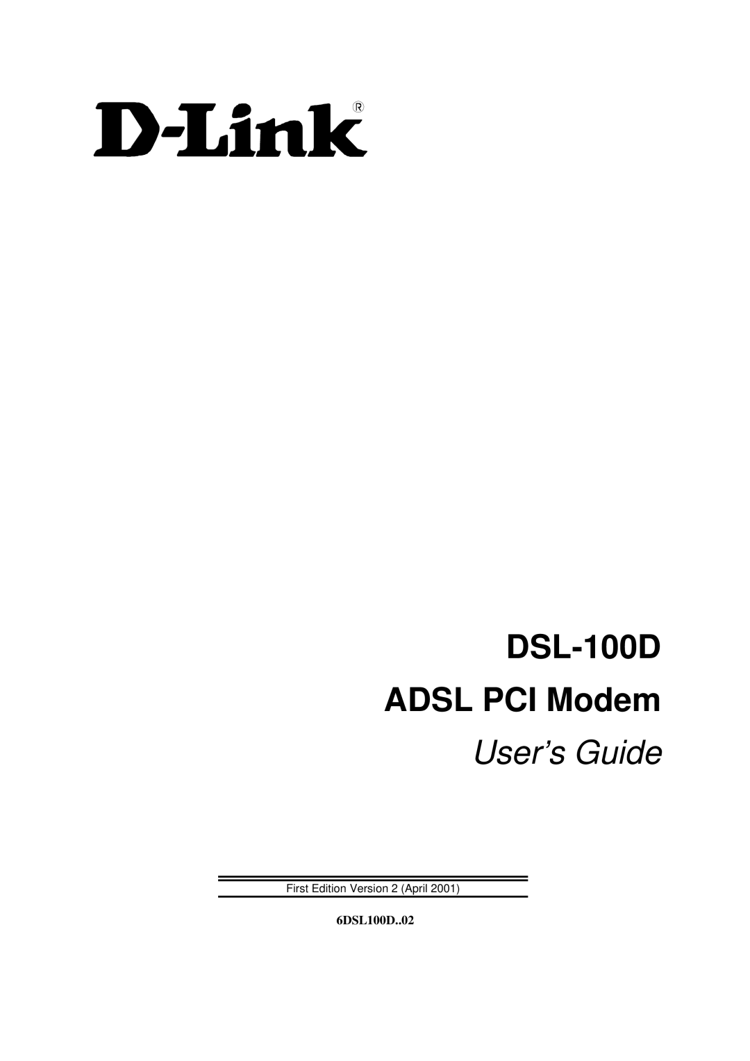 D-Link manual DSL-100D Adsl PCI Modem 