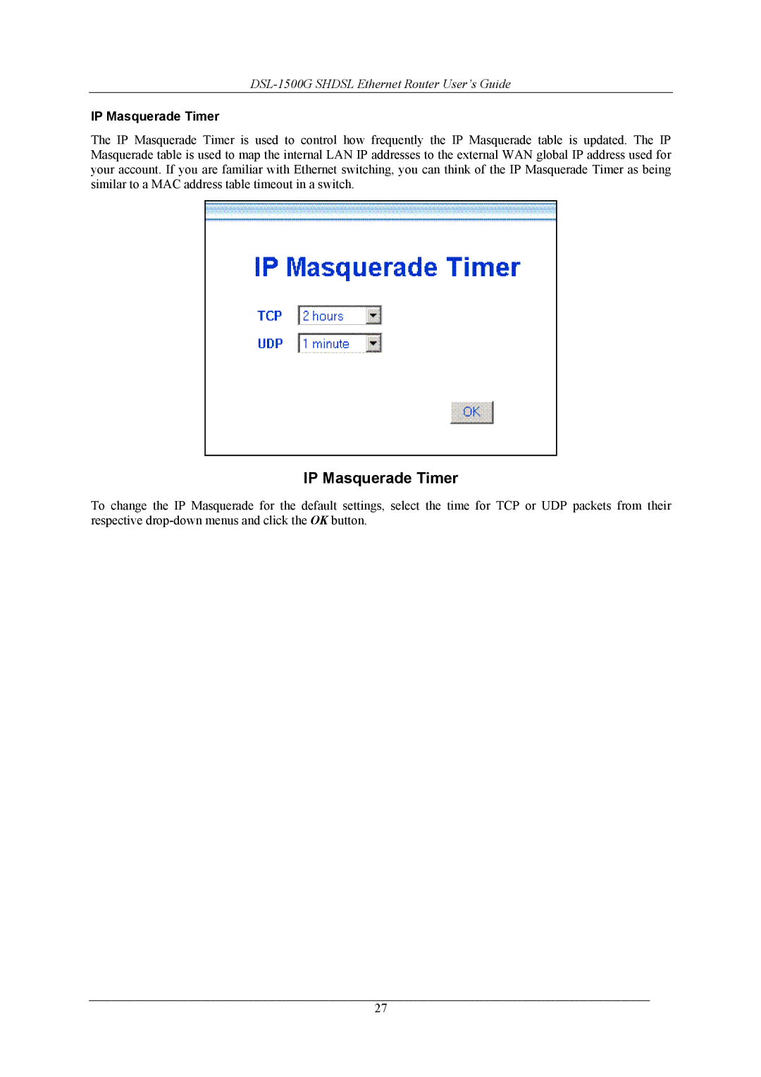 D-Link DSL-1500G manual IP Masquerade Timer 