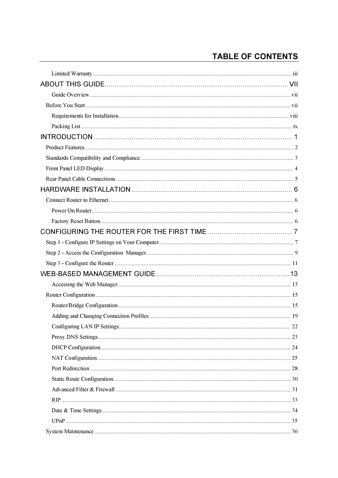 D-Link DSL-1500G manual Table of Contents 