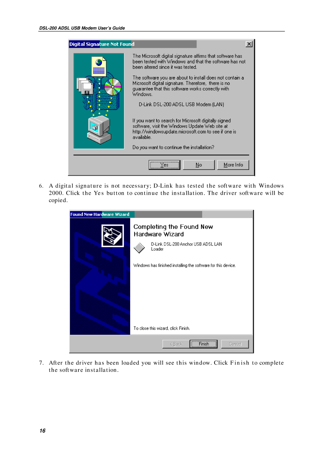 D-Link manual DSL-200 Adsl USB Modem User’s Guide 