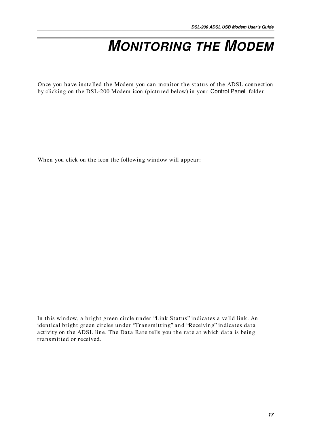 D-Link DSL-200 manual Monitoring the Modem 