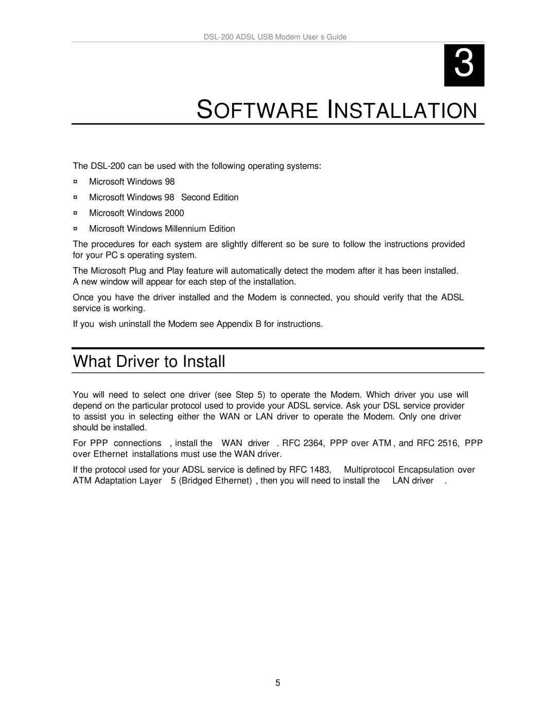 D-Link DSL-200 manual Software Installation, What Driver to Install 