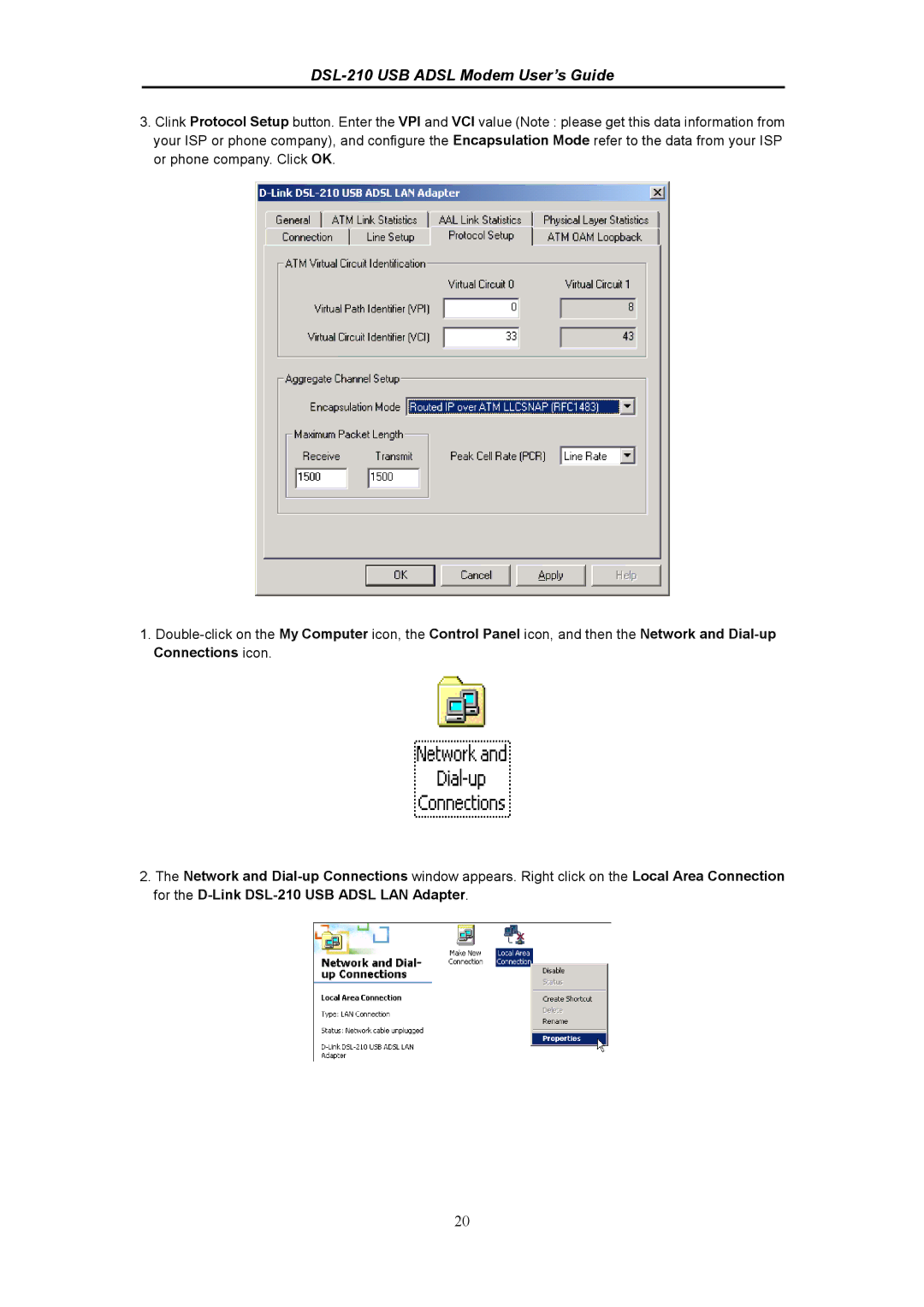 D-Link manual DSL-210 USB Adsl Modem User’s Guide 