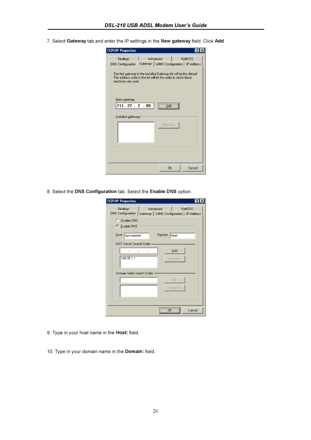 D-Link manual DSL-210 USB Adsl Modem User’s Guide 