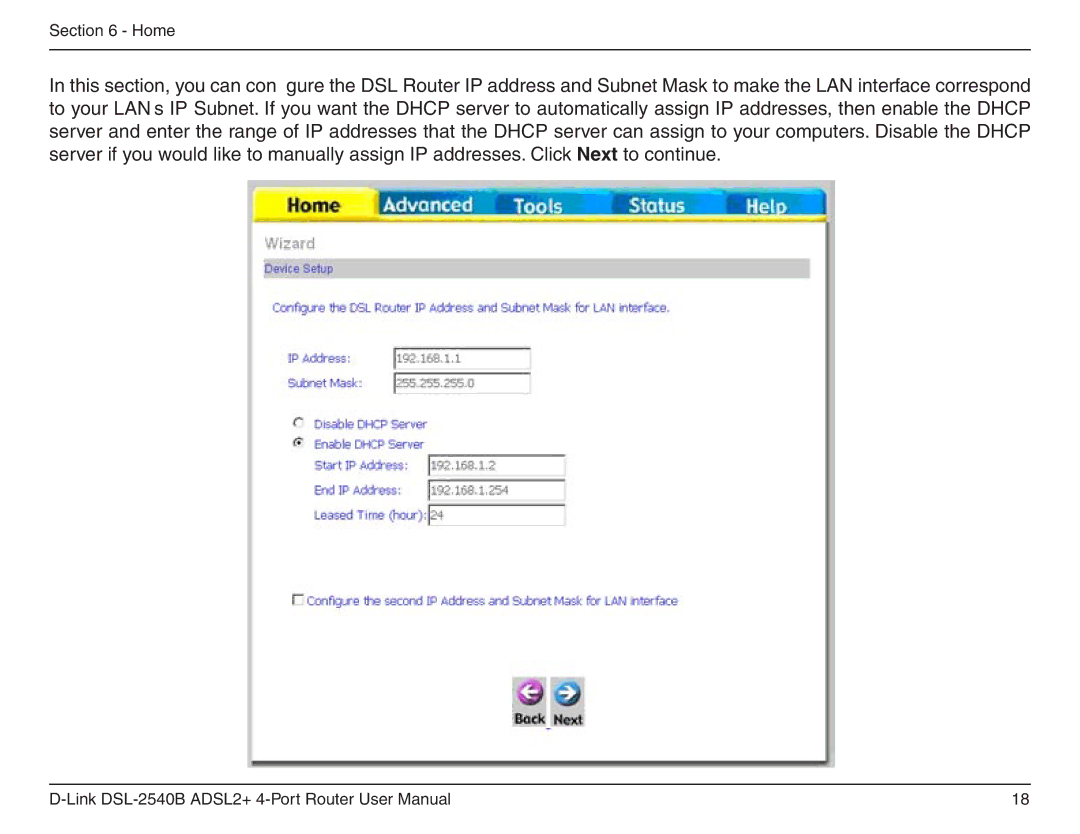 D-Link DSL-2540B manual Home 