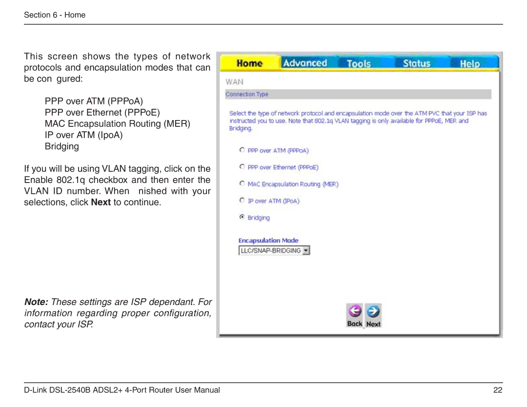 D-Link DSL-2540B manual Home 