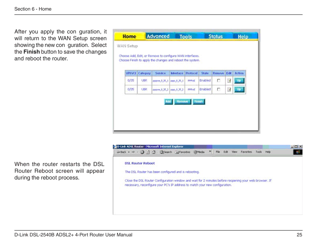 D-Link DSL-2540B manual Home 