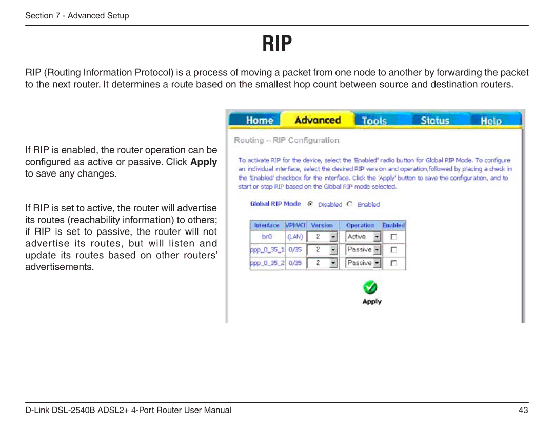 D-Link DSL-2540B manual Rip 