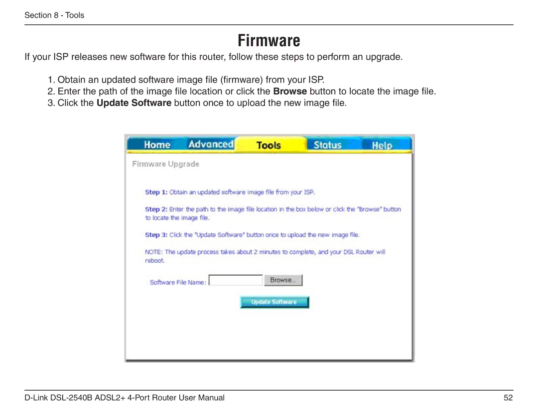 D-Link DSL-2540B manual Firmware 