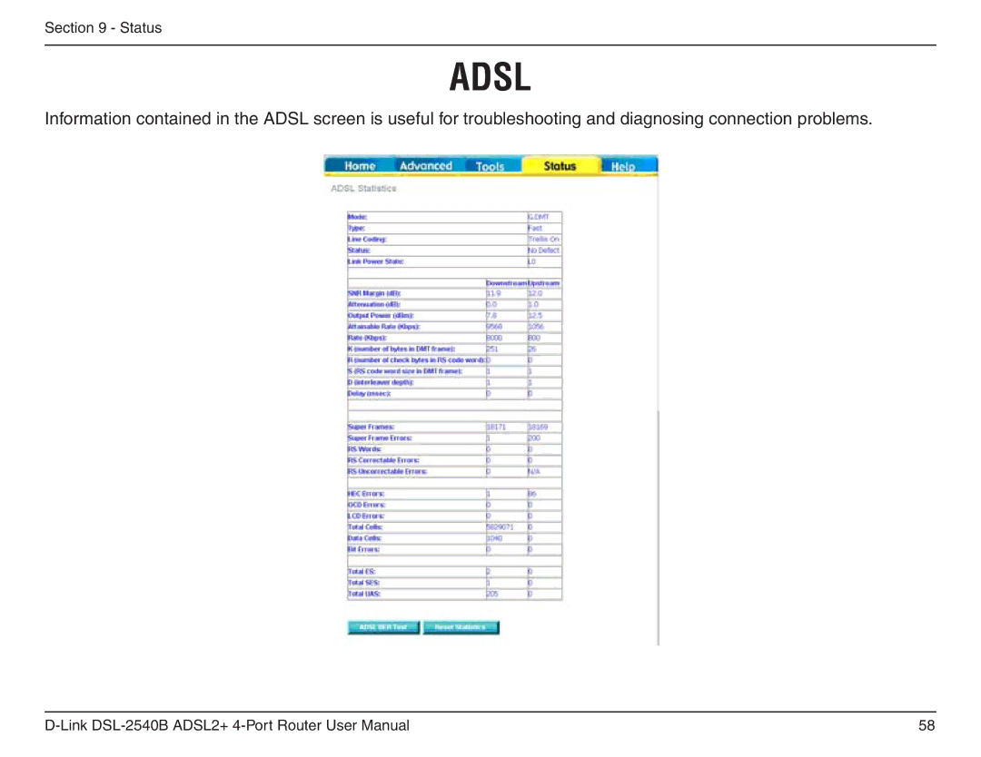 D-Link DSL-2540B manual Adsl 