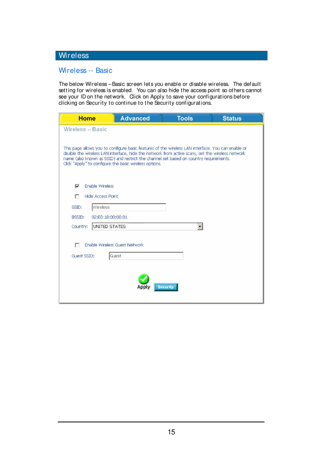 D-Link DSL-2640U user manual Wireless -- Basic 