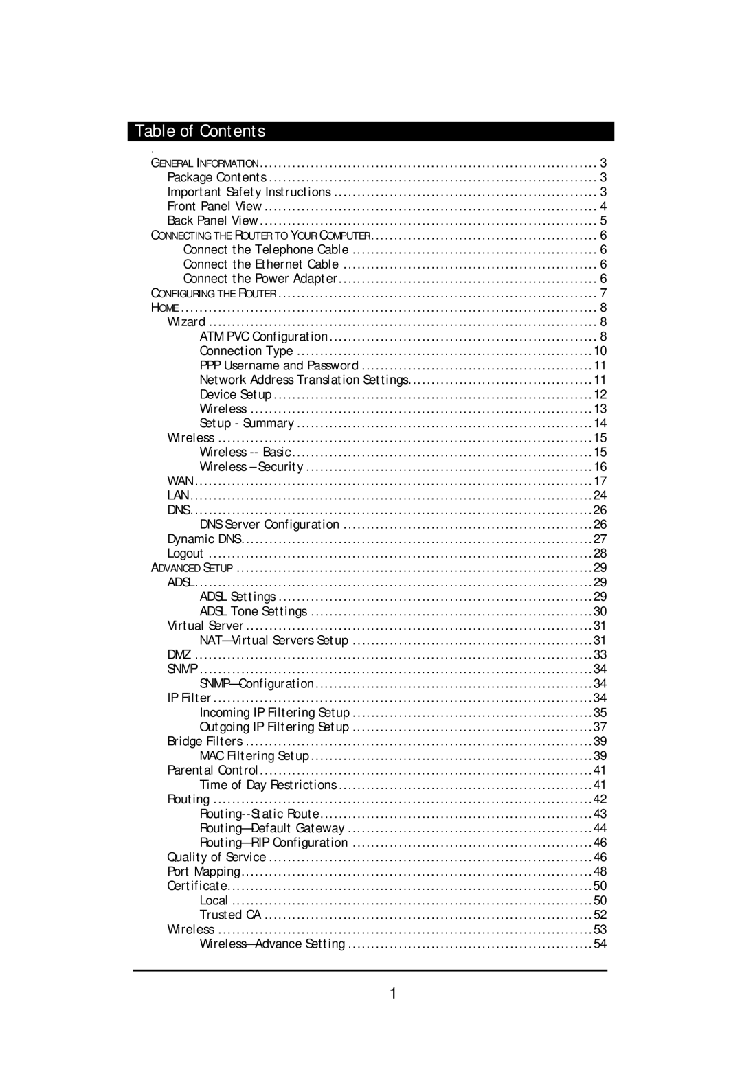 D-Link DSL-2640U user manual Table of Contents 