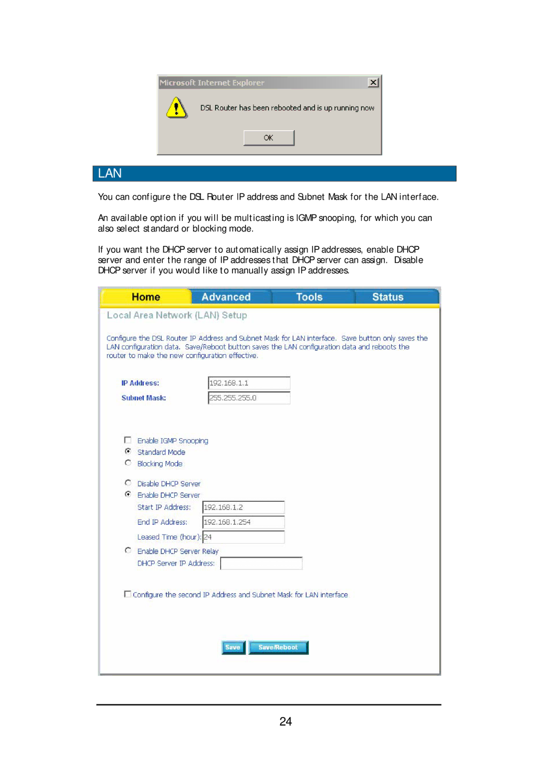 D-Link DSL-2640U user manual Lan 