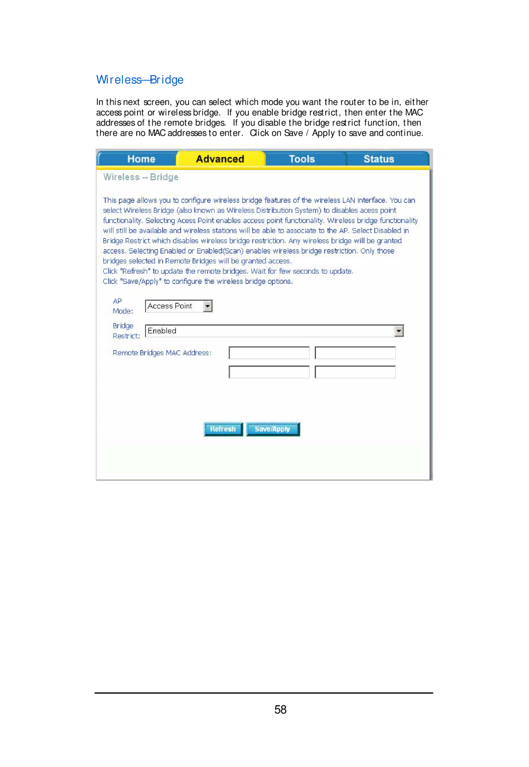 D-Link DSL-2640U user manual Wireless-Bridge 