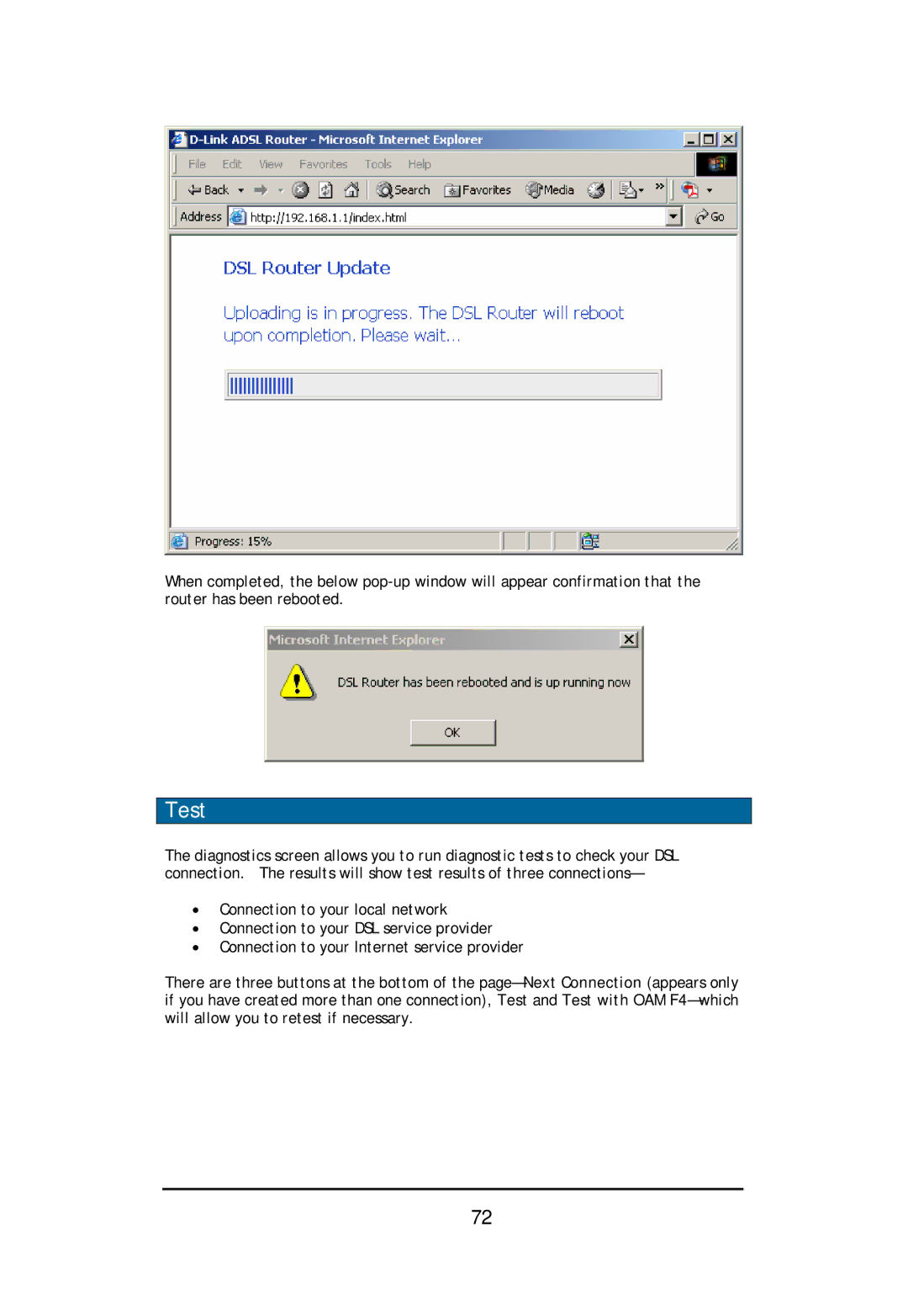 D-Link DSL-2640U user manual Test 