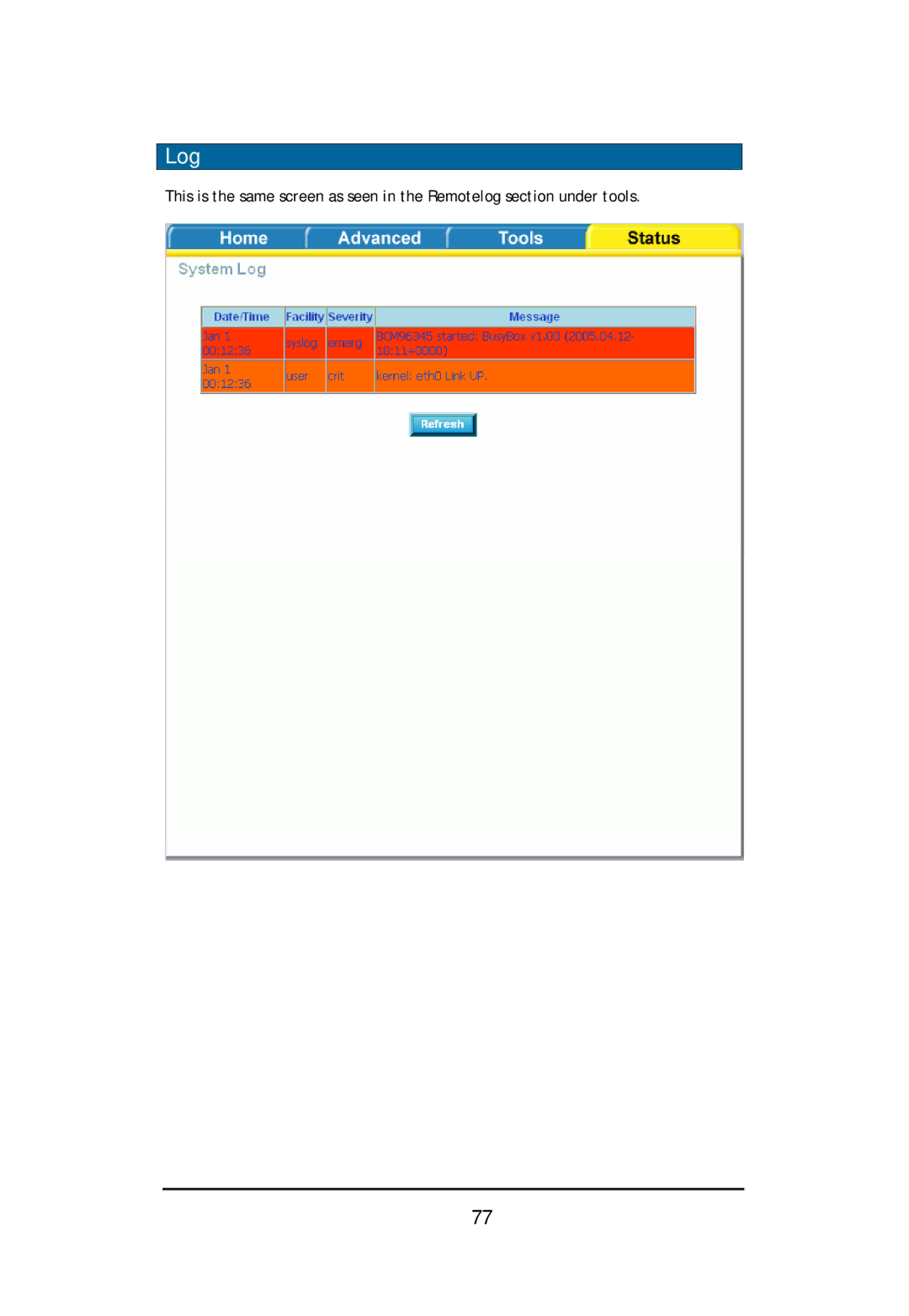 D-Link DSL-2640U user manual Log 