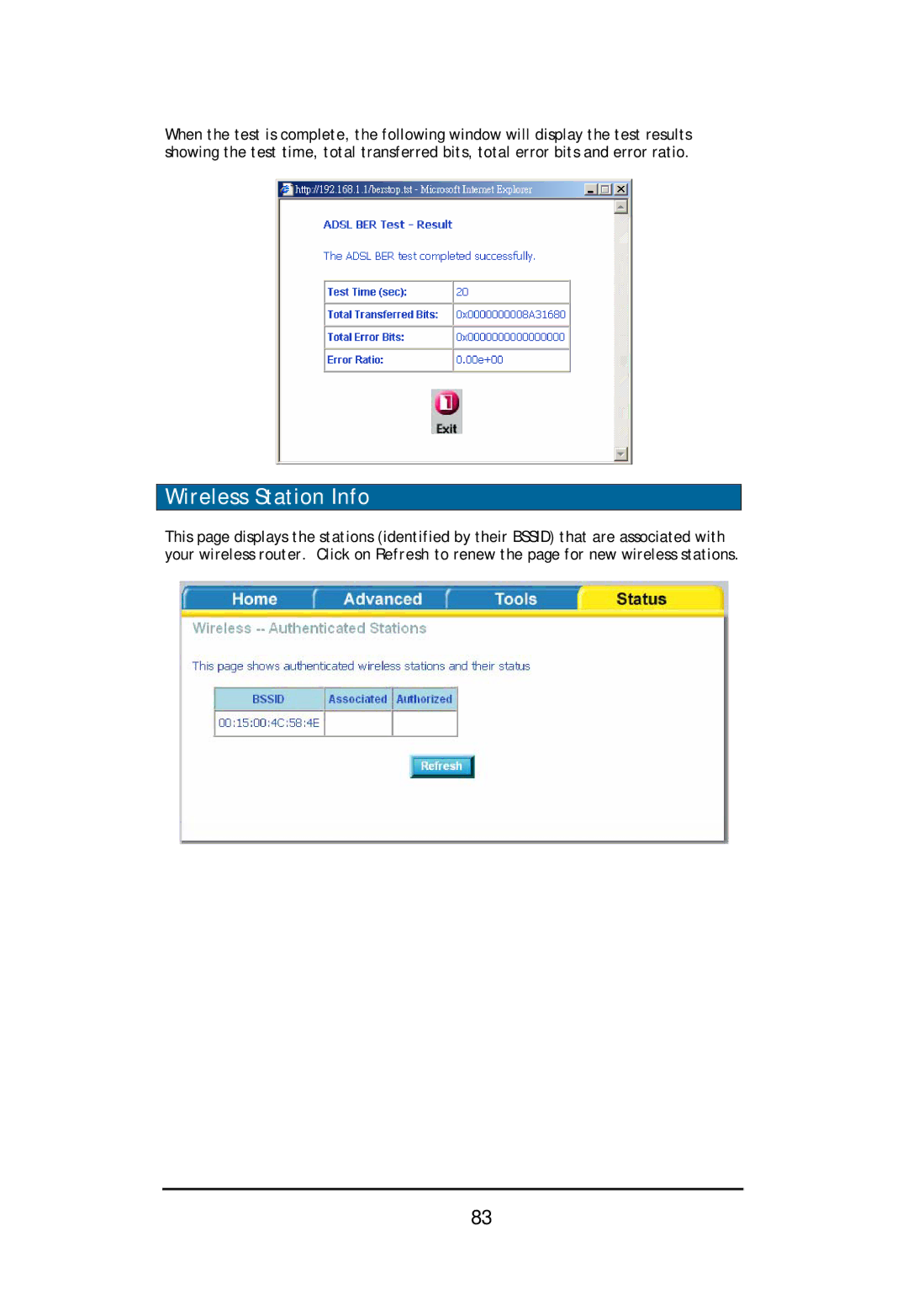 D-Link DSL-2640U user manual Wireless Station Info 