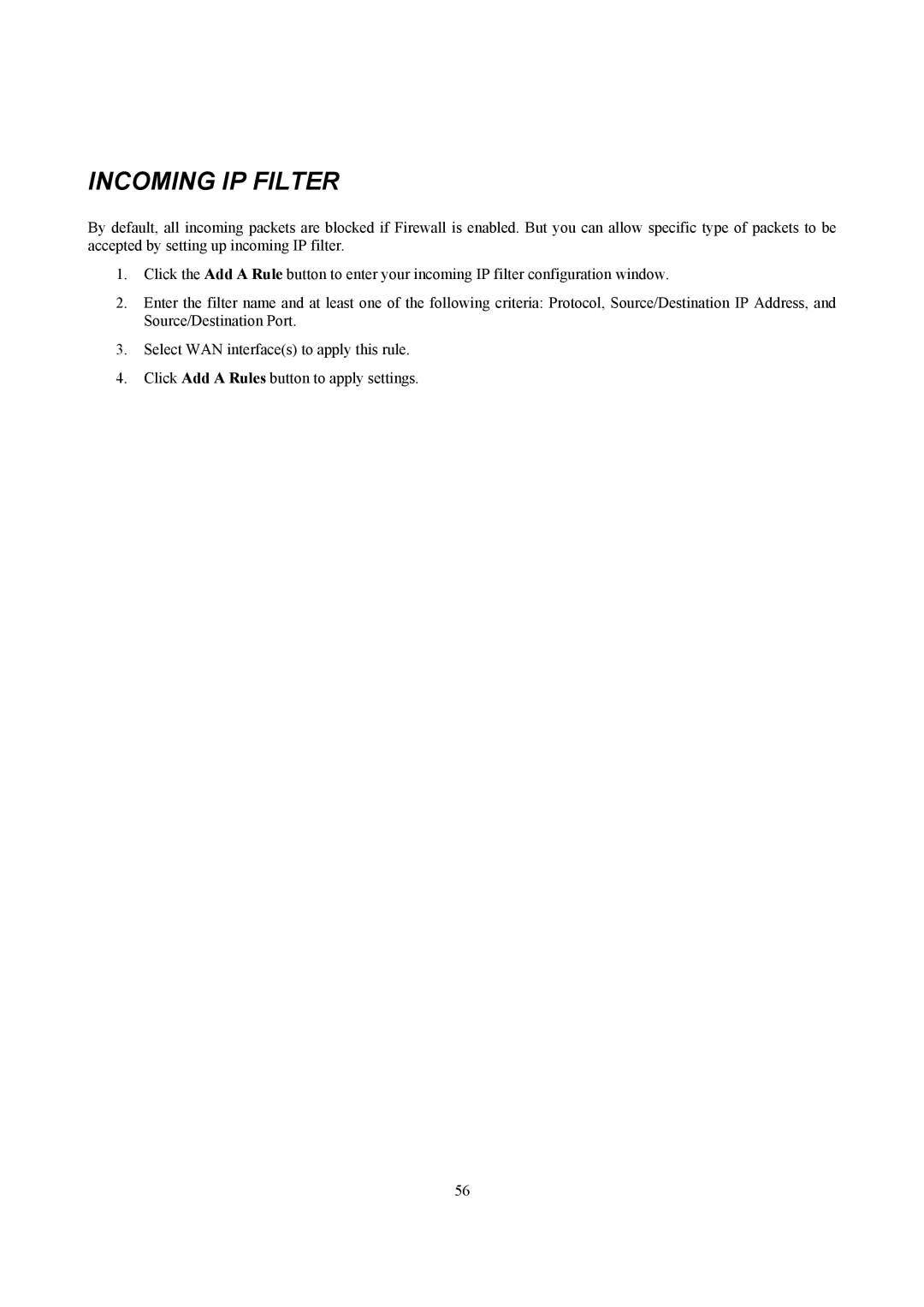 D-Link DSL-2740B manual Incoming IP Filter 