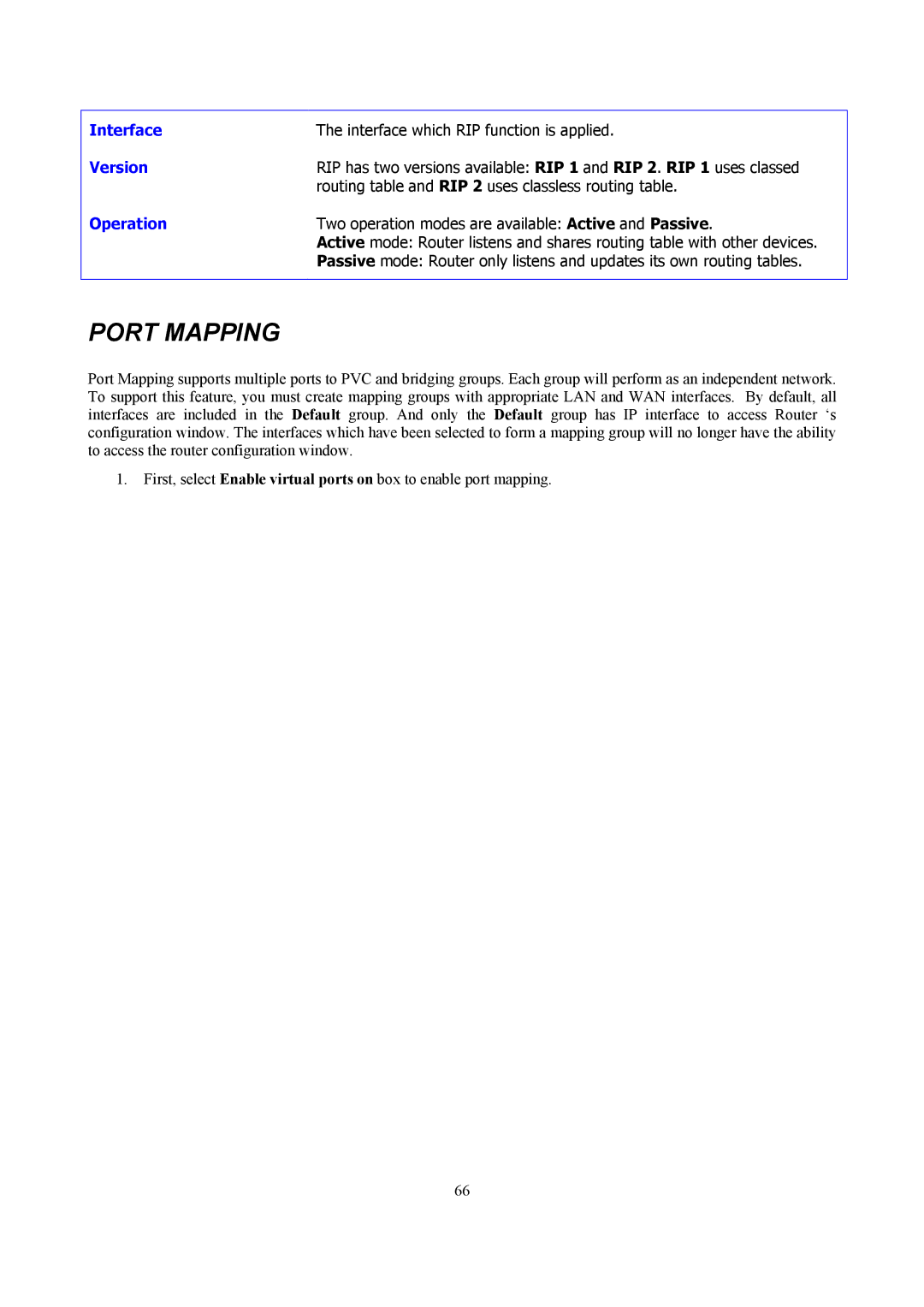 D-Link DSL-2740B manual Port Mapping, Interface, Version, Operation 