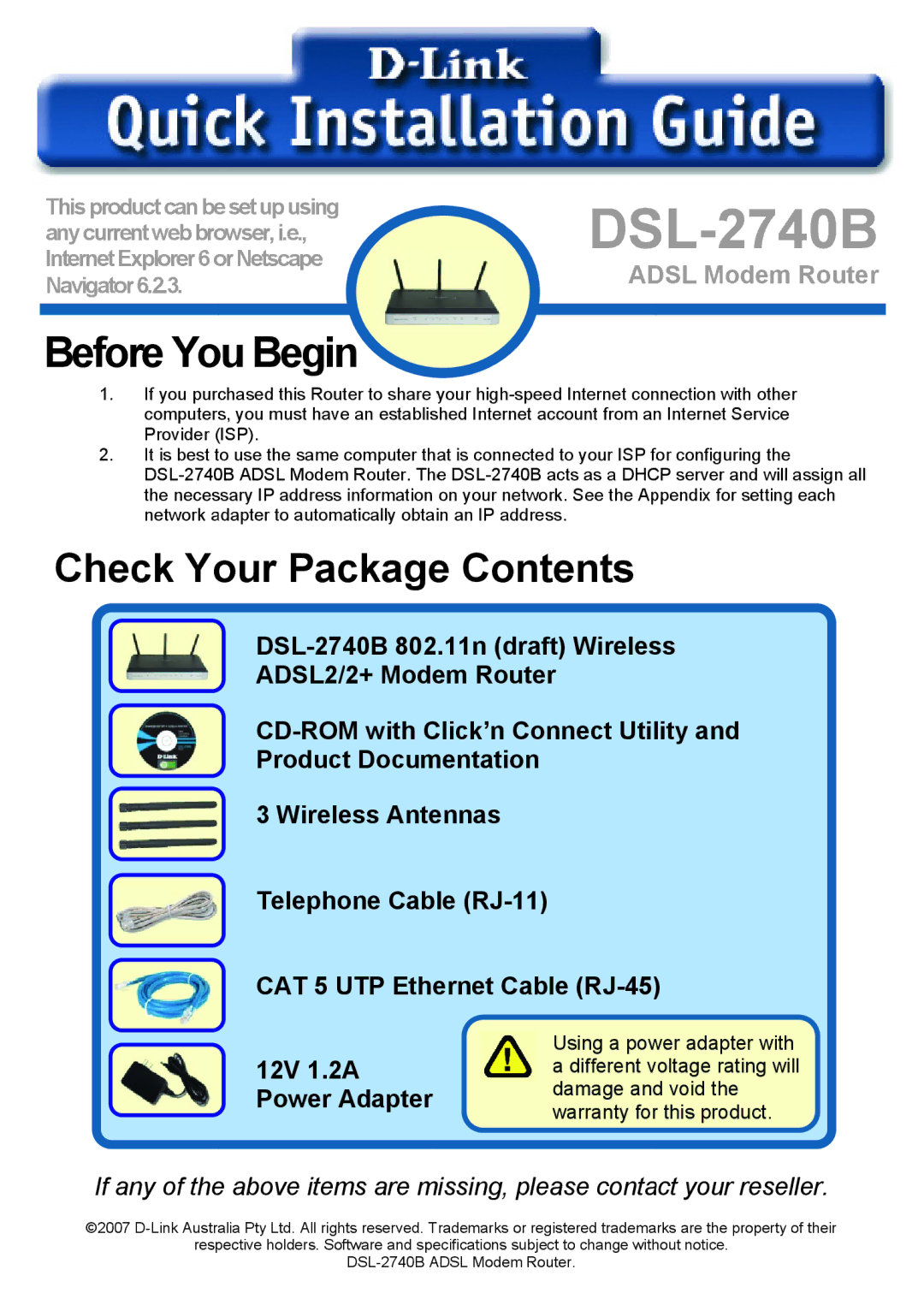 D-Link DSL 2740B manual DSL-2740B 